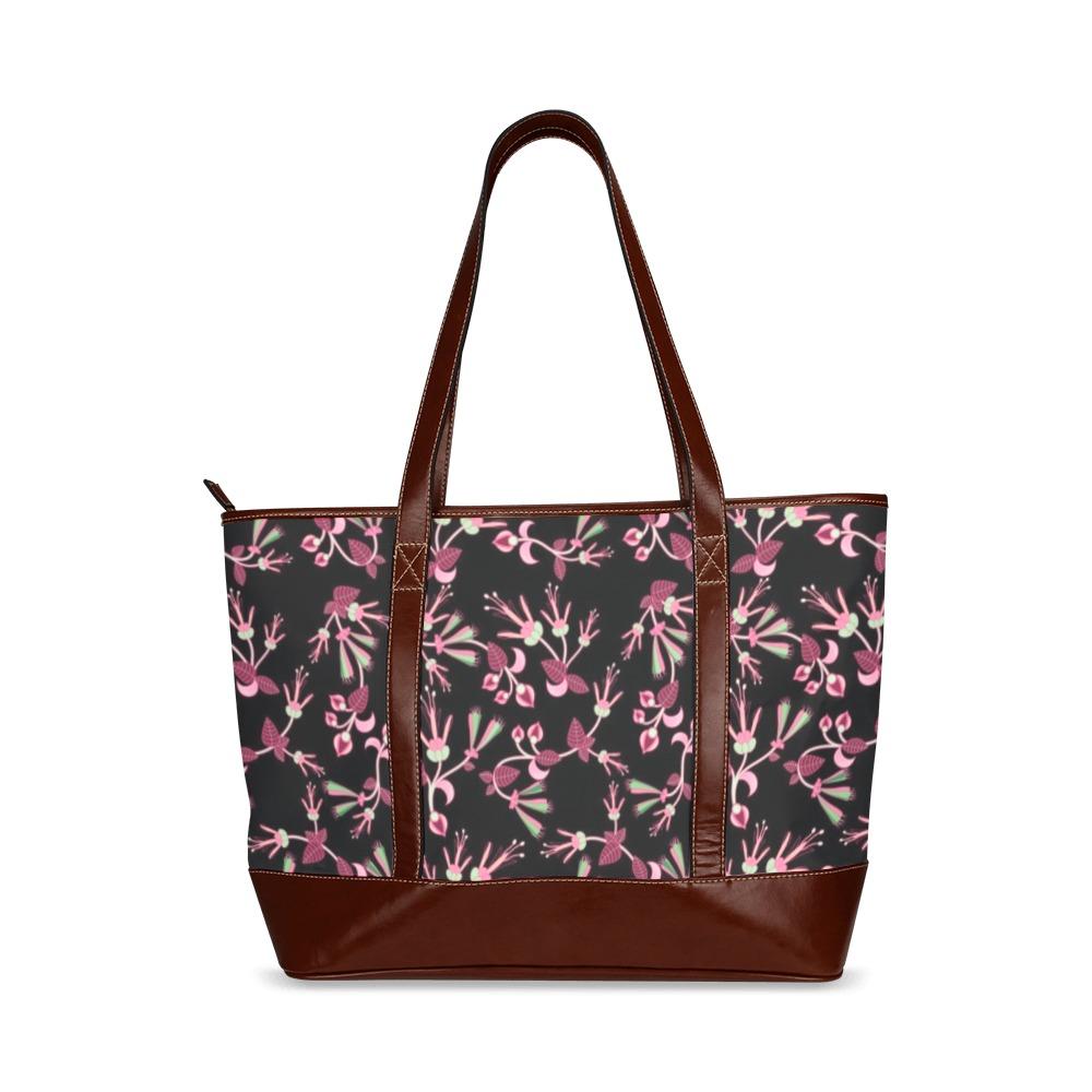 Floral Green Black Tote Handbag (Model 1642) Tote Handbags (1642) e-joyer
