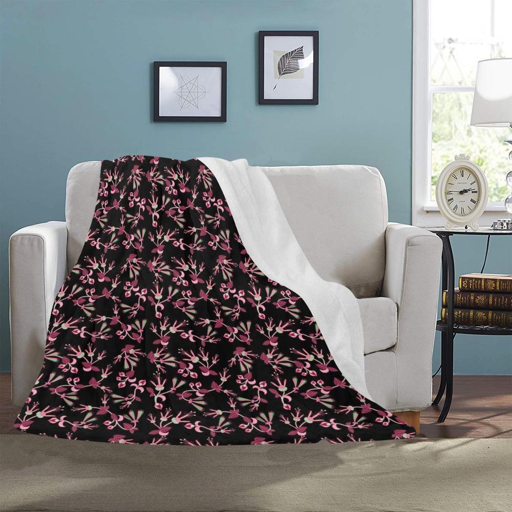 Floral Green Black Ultra-Soft Micro Fleece Blanket 50"x60" Ultra-Soft Blanket 50''x60'' e-joyer