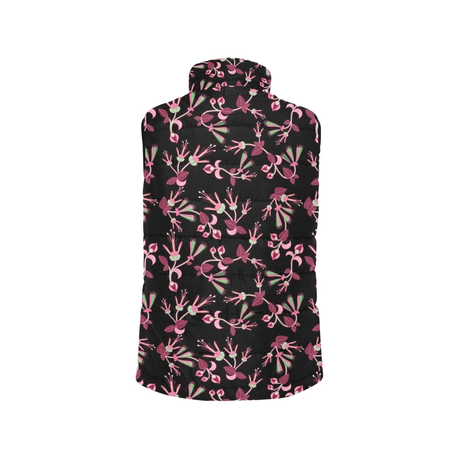 Floral Green Black Women's Padded Vest Jacket (Model H44) Women's Padded Vest Jacket (H44) e-joyer