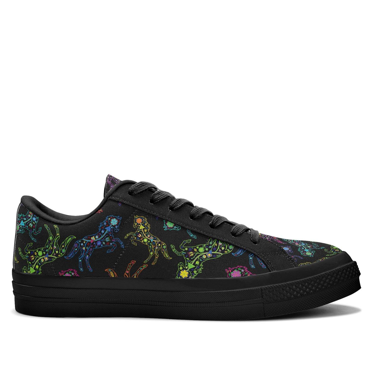 Floral Horse Aapisi Low Top Canvas Shoes Black Sole aapisi Herman