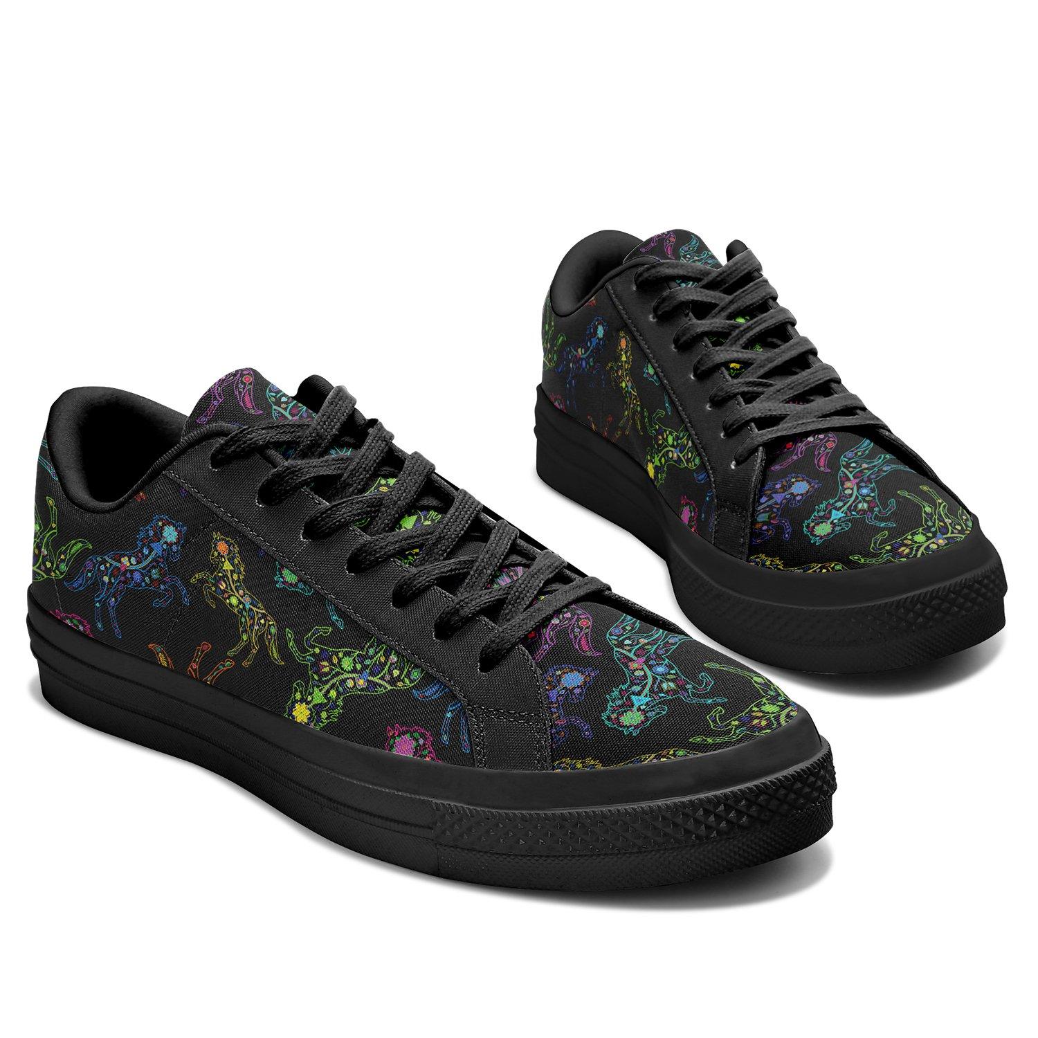 Floral Horse Aapisi Low Top Canvas Shoes Black Sole aapisi Herman
