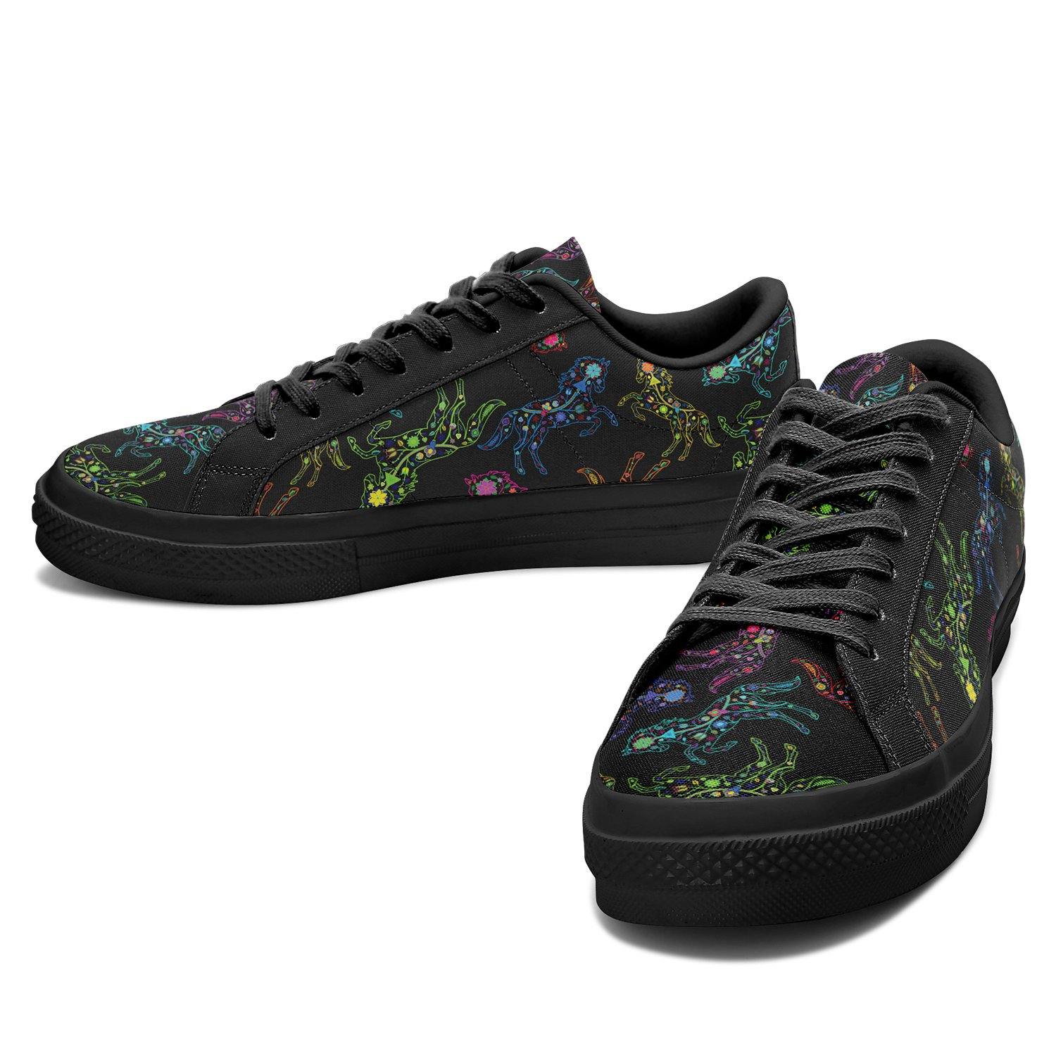 Floral Horse Aapisi Low Top Canvas Shoes Black Sole aapisi Herman