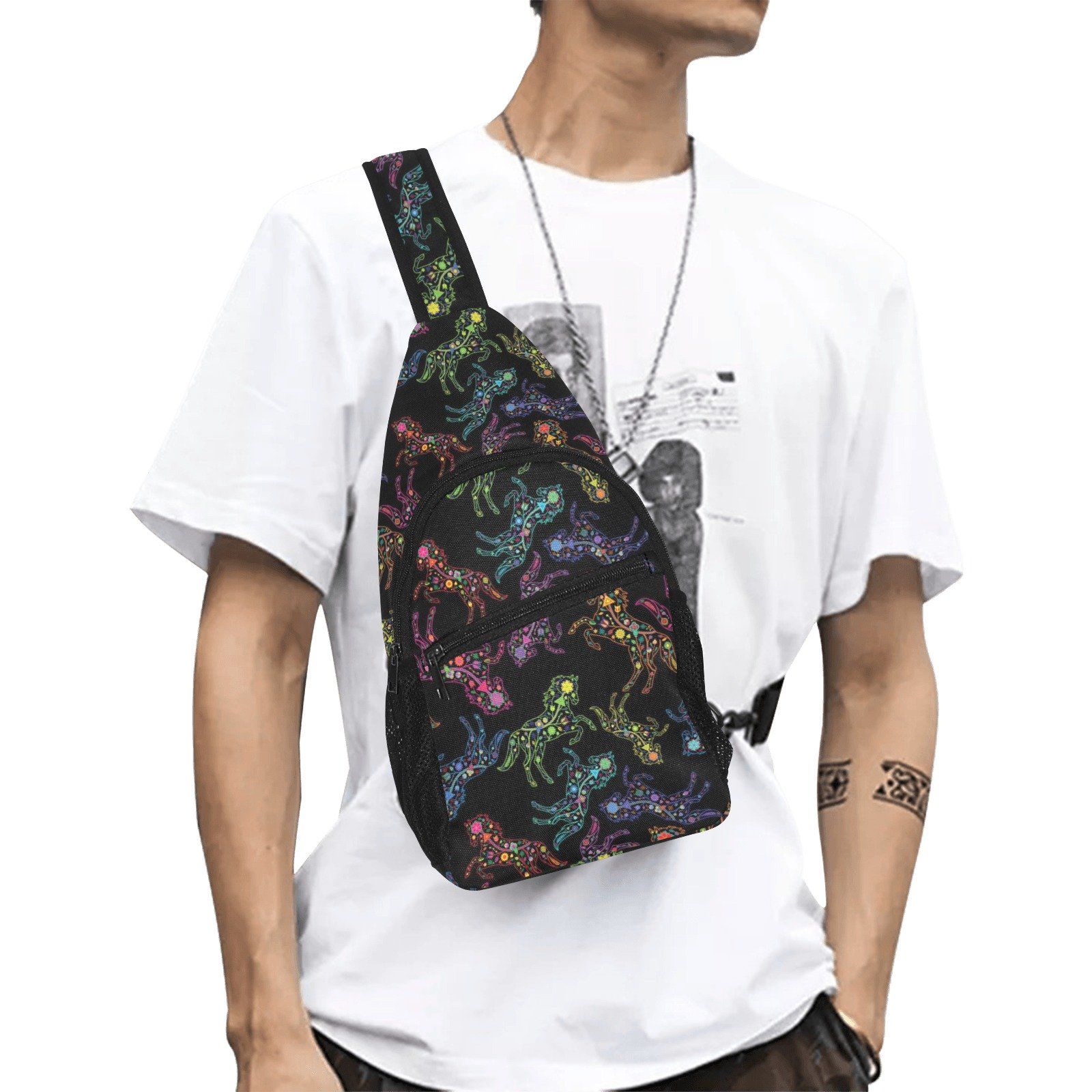 Floral Horse All Over Print Chest Bag (Model 1719) All Over Print Chest Bag (1719) e-joyer