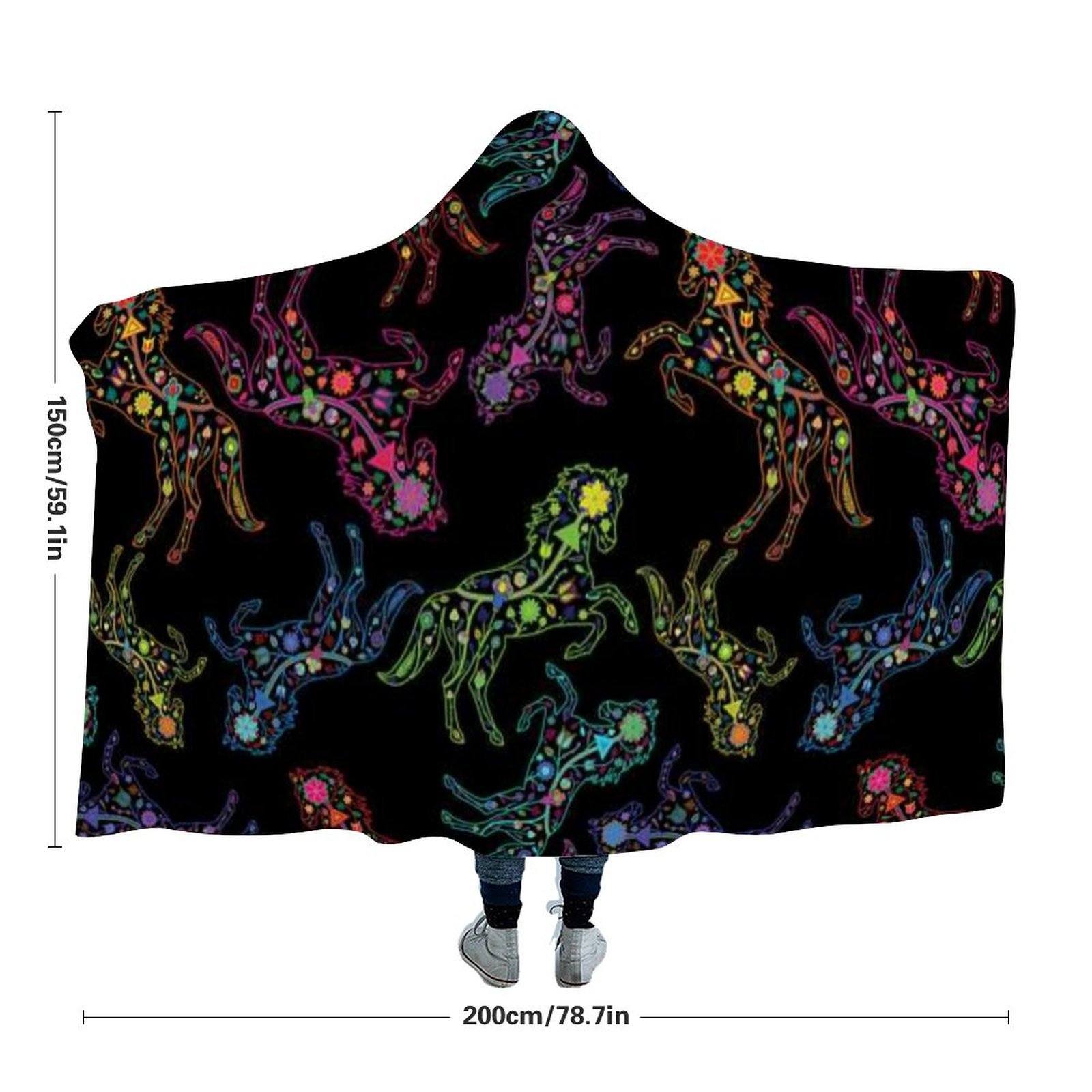 Floral Horse Hooded Blanket blanket 49 Dzine