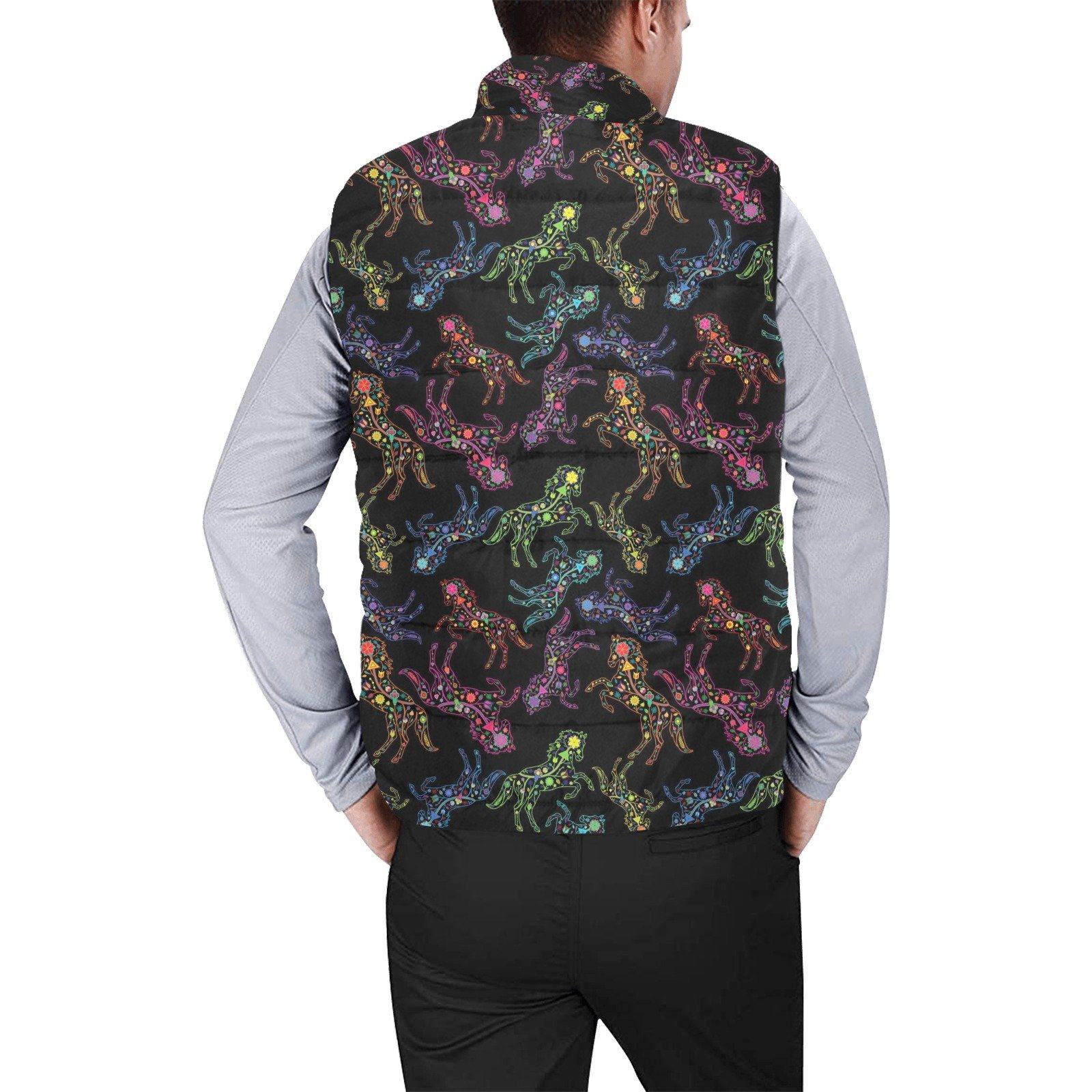 Floral Horse Men's Padded Vest Jacket (Model H44) Men's Padded Vest Jacket (H44) e-joyer