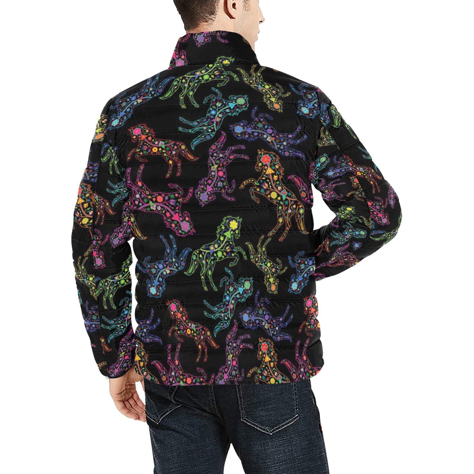Floral Horse Men's Stand Collar Padded Jacket (Model H41) Men's Stand Collar Padded Jacket (H41) e-joyer