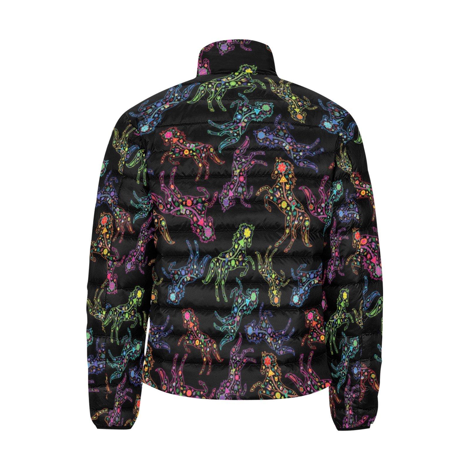 Floral Horse Men's Stand Collar Padded Jacket (Model H41) Men's Stand Collar Padded Jacket (H41) e-joyer
