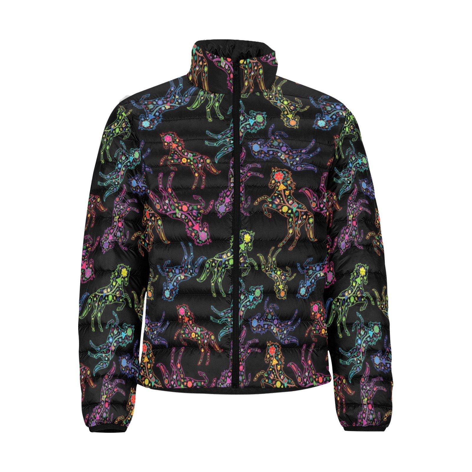 Floral Horse Men's Stand Collar Padded Jacket (Model H41) Men's Stand Collar Padded Jacket (H41) e-joyer
