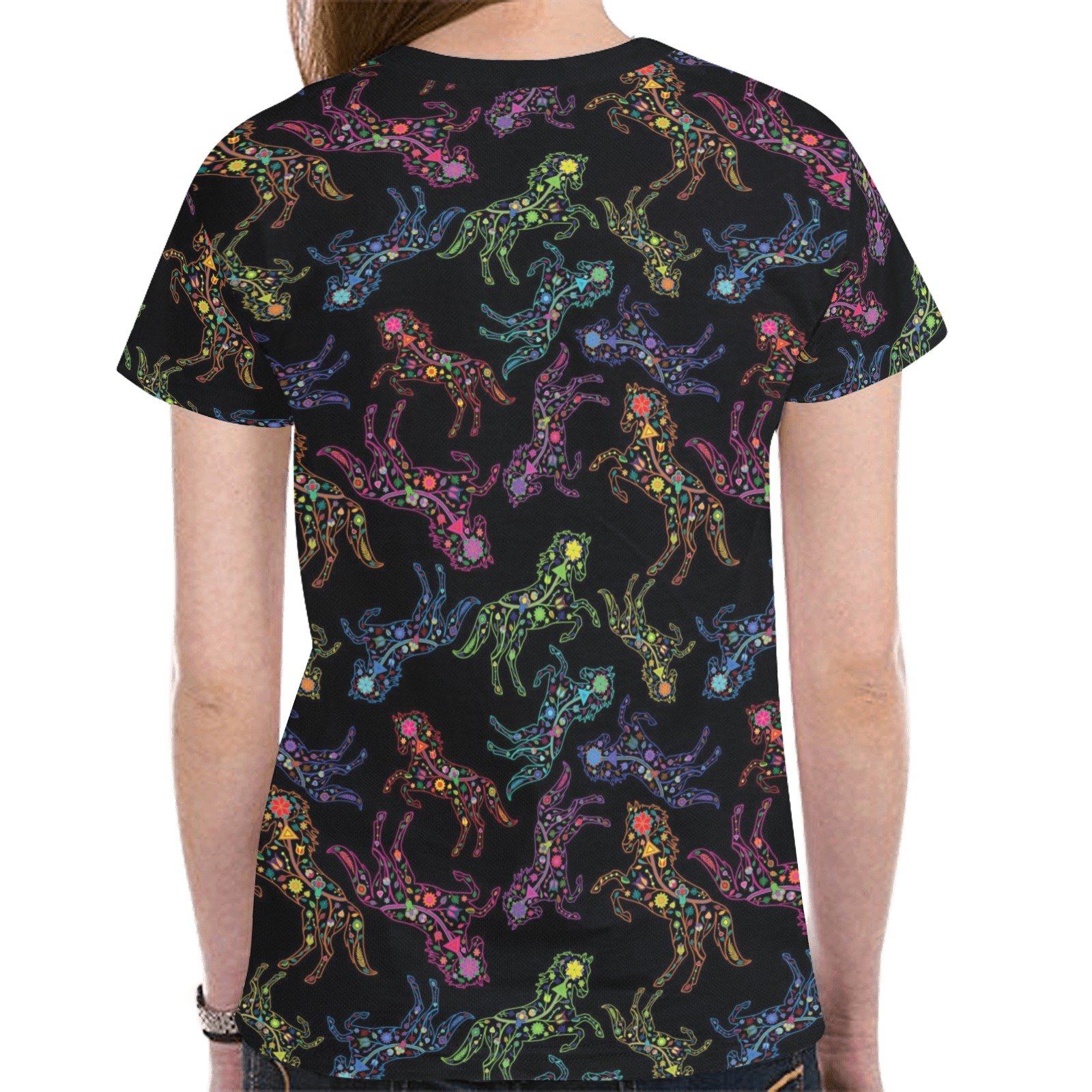 Floral Horse New All Over Print T-shirt for Women (Model T45) tshirt e-joyer