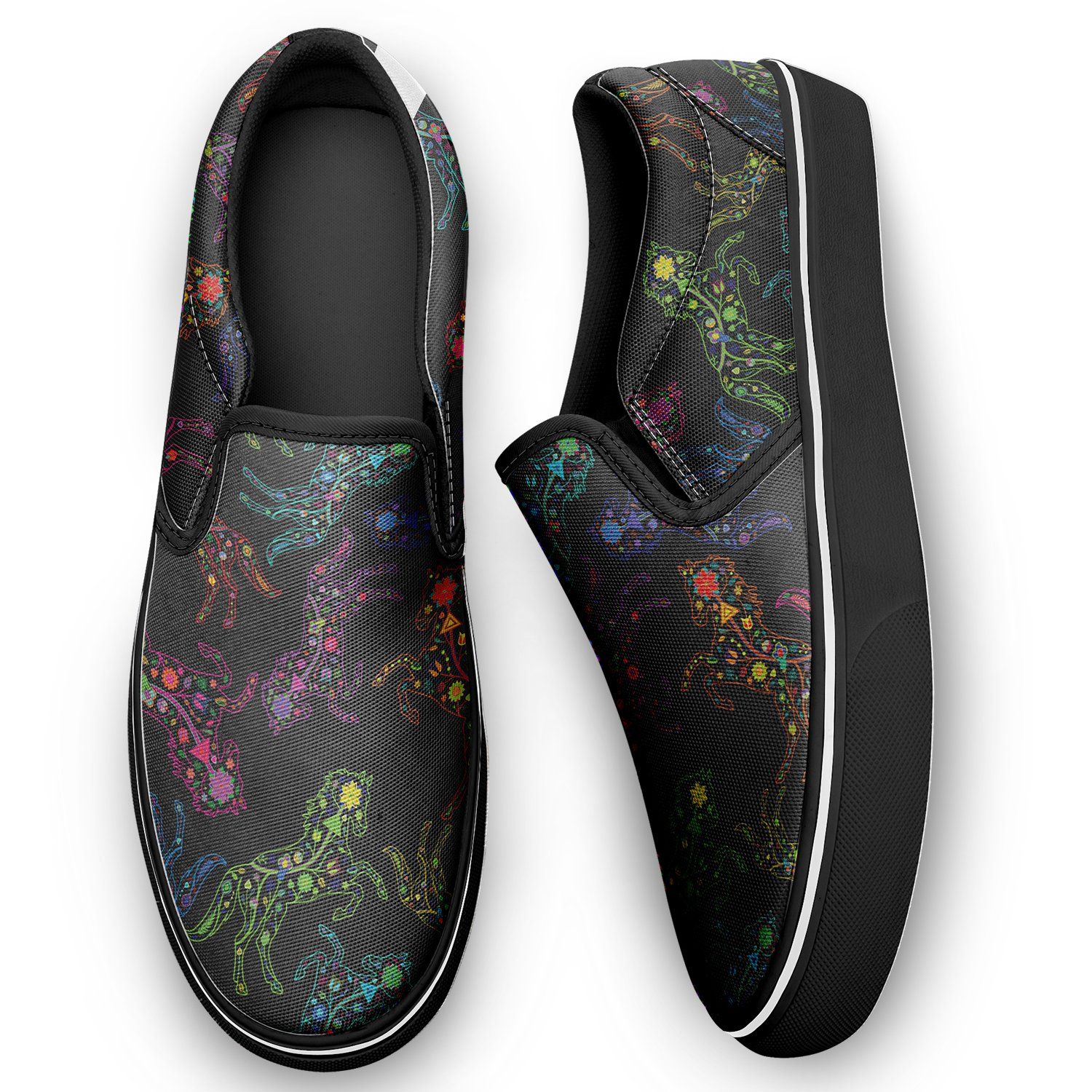 Floral Horse Otoyimm Canvas Slip On Shoes otoyimm Herman