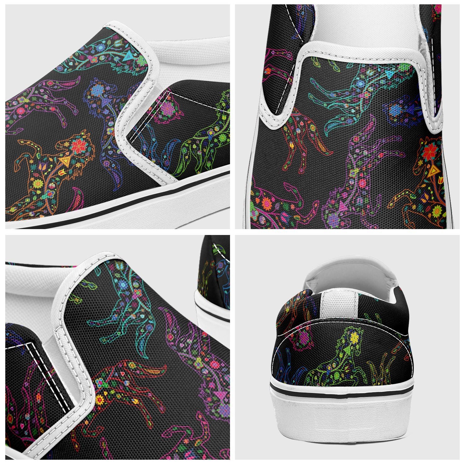 Floral Horse Otoyimm Canvas Slip On Shoes otoyimm Herman