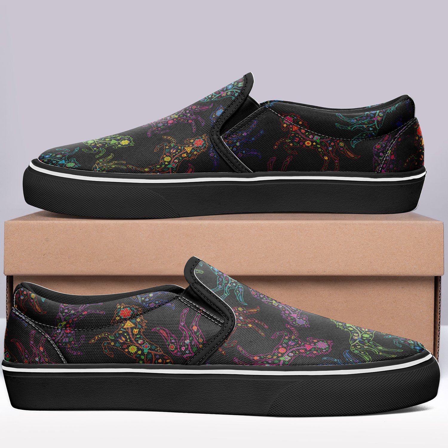 Floral Horse Otoyimm Canvas Slip On Shoes otoyimm Herman