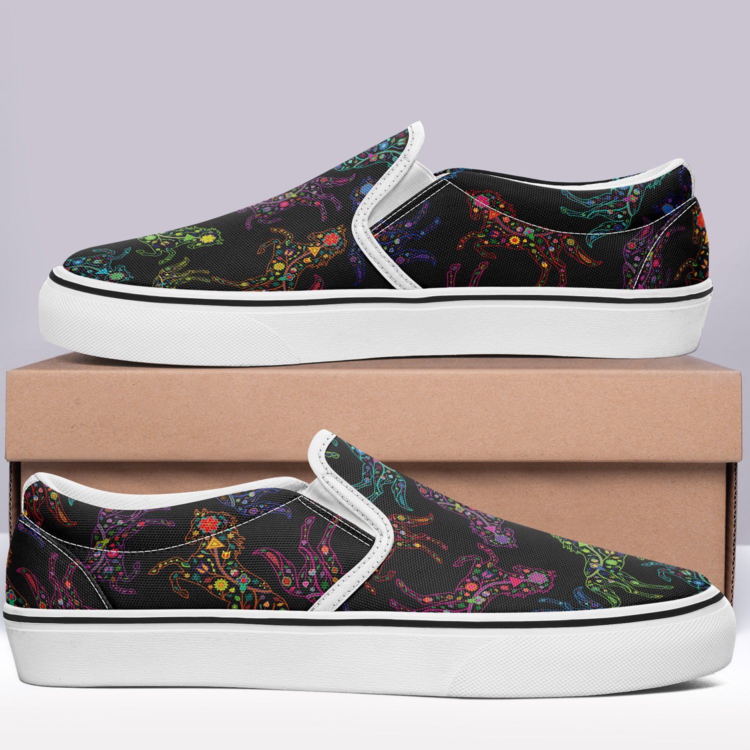 Floral Horse Otoyimm Canvas Slip On Shoes otoyimm Herman