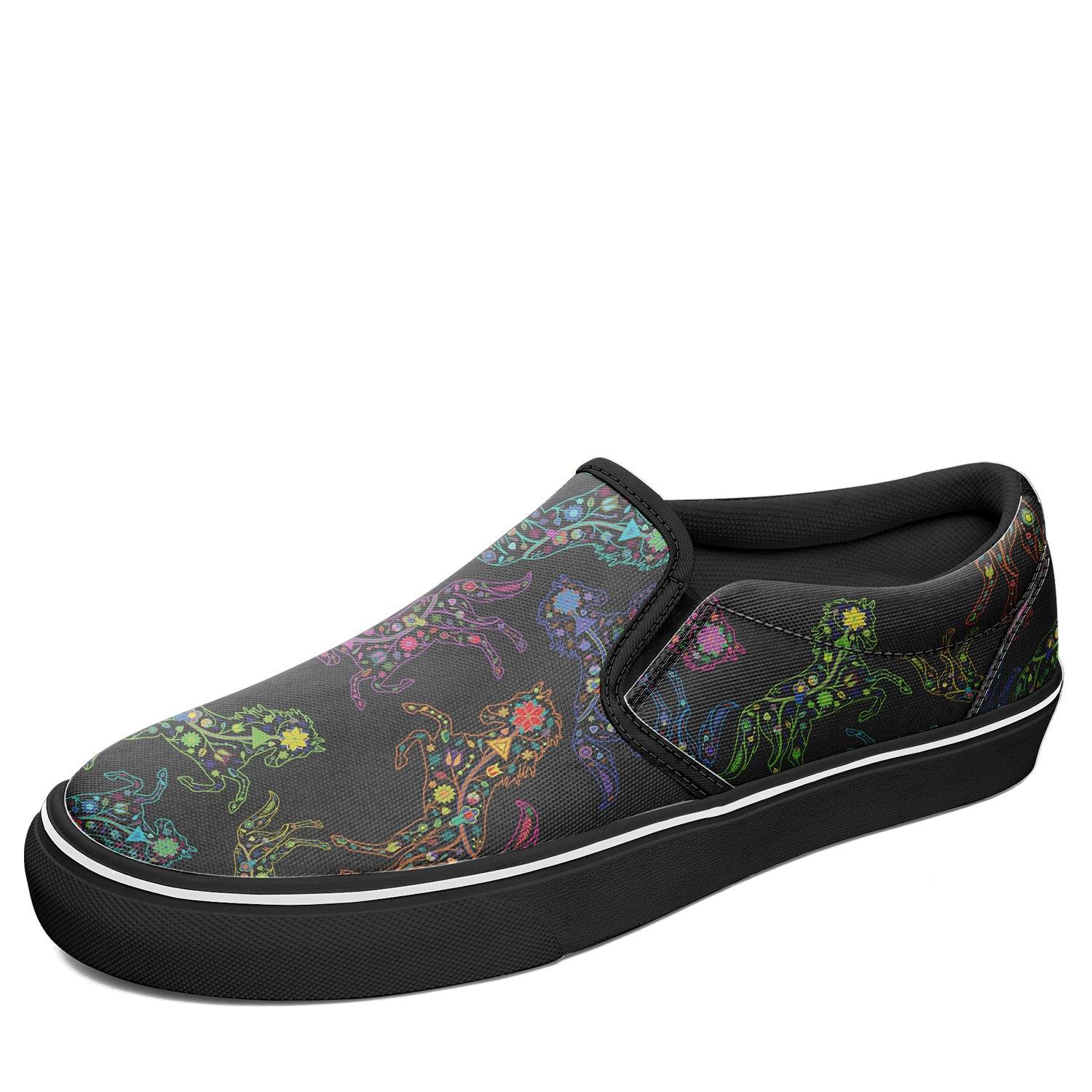 Floral Horse Otoyimm Canvas Slip On Shoes otoyimm Herman US Youth 1 / EUR 32 Black Sole