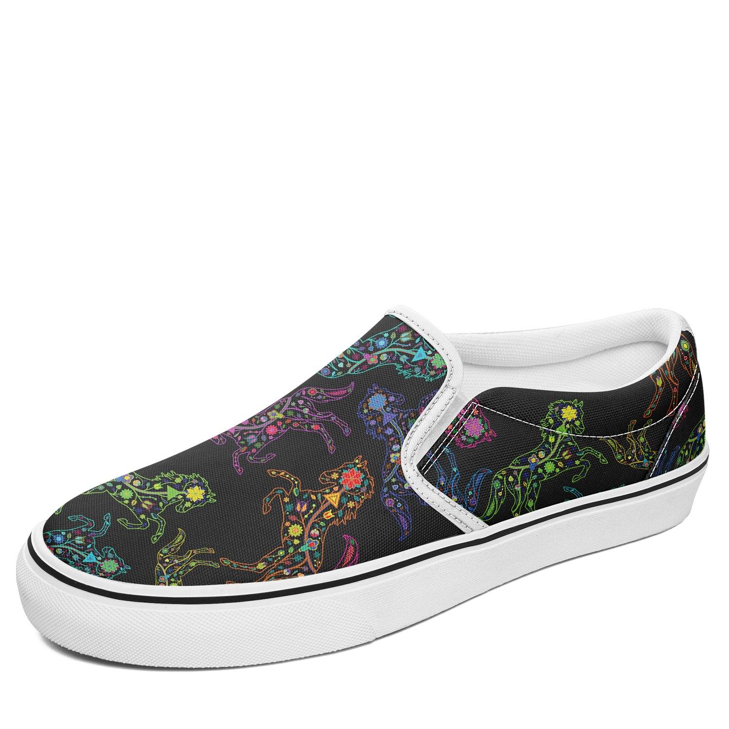 Floral Horse Otoyimm Canvas Slip On Shoes otoyimm Herman US Youth 1 / EUR 32 White Sole