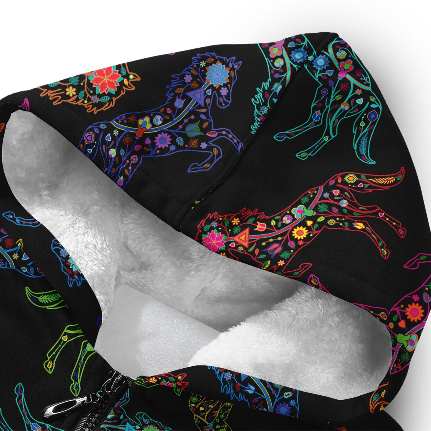 Floral Horse Sherpa Hoodie hoodie Herman