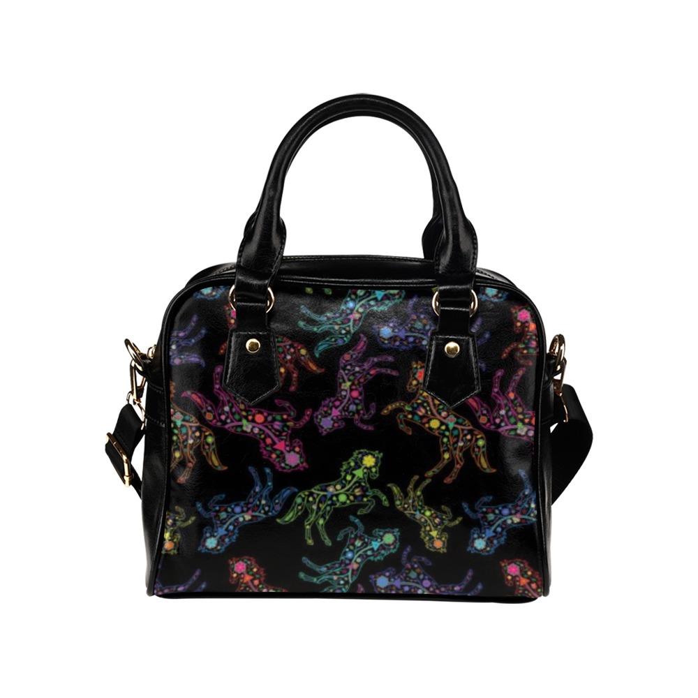 Floral Horse Shoulder Handbag (Model 1634) Shoulder Handbags (1634) e-joyer