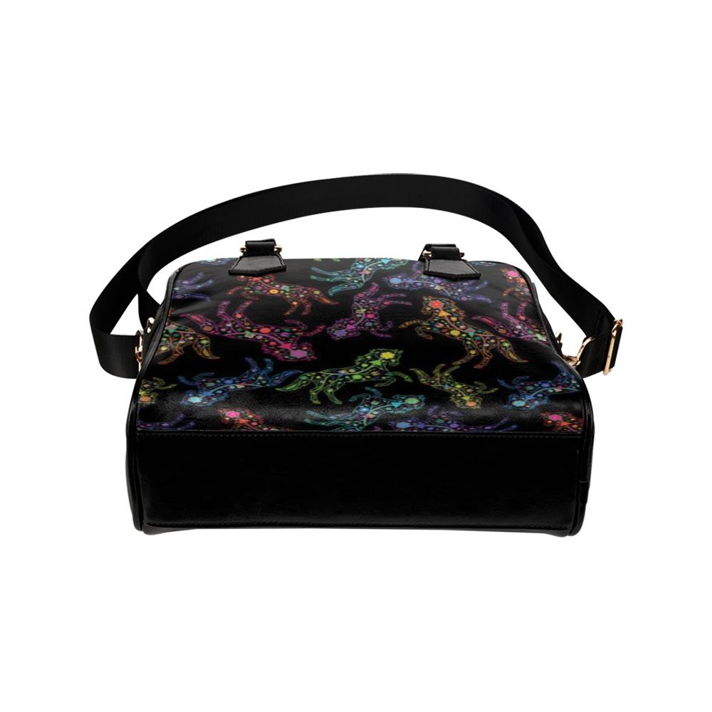Floral Horse Shoulder Handbag (Model 1634) Shoulder Handbags (1634) e-joyer