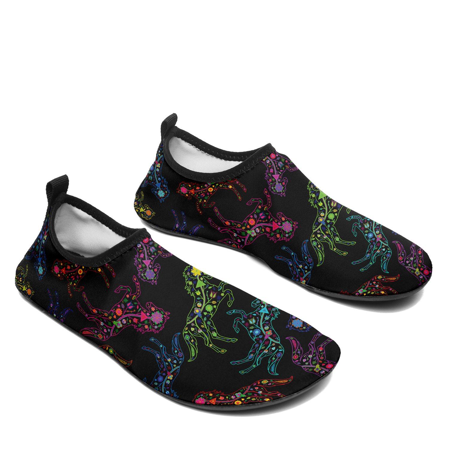 Floral Horse Sockamoccs Kid's Slip On Shoes Herman