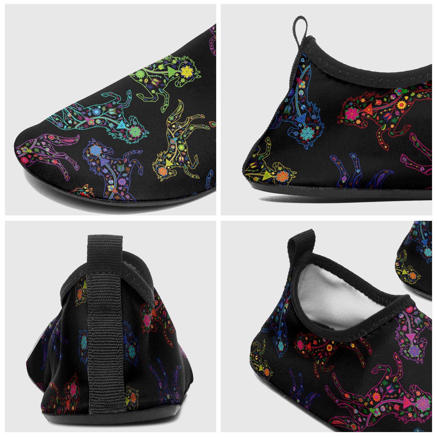 Floral Horse Sockamoccs Kid's Slip On Shoes Herman