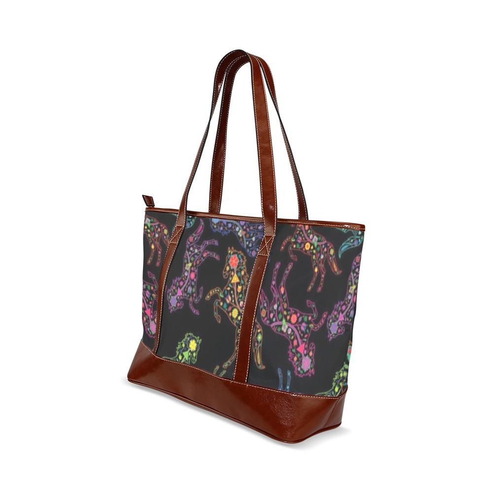 Floral Horse Tote Handbag (Model 1642) handbag e-joyer