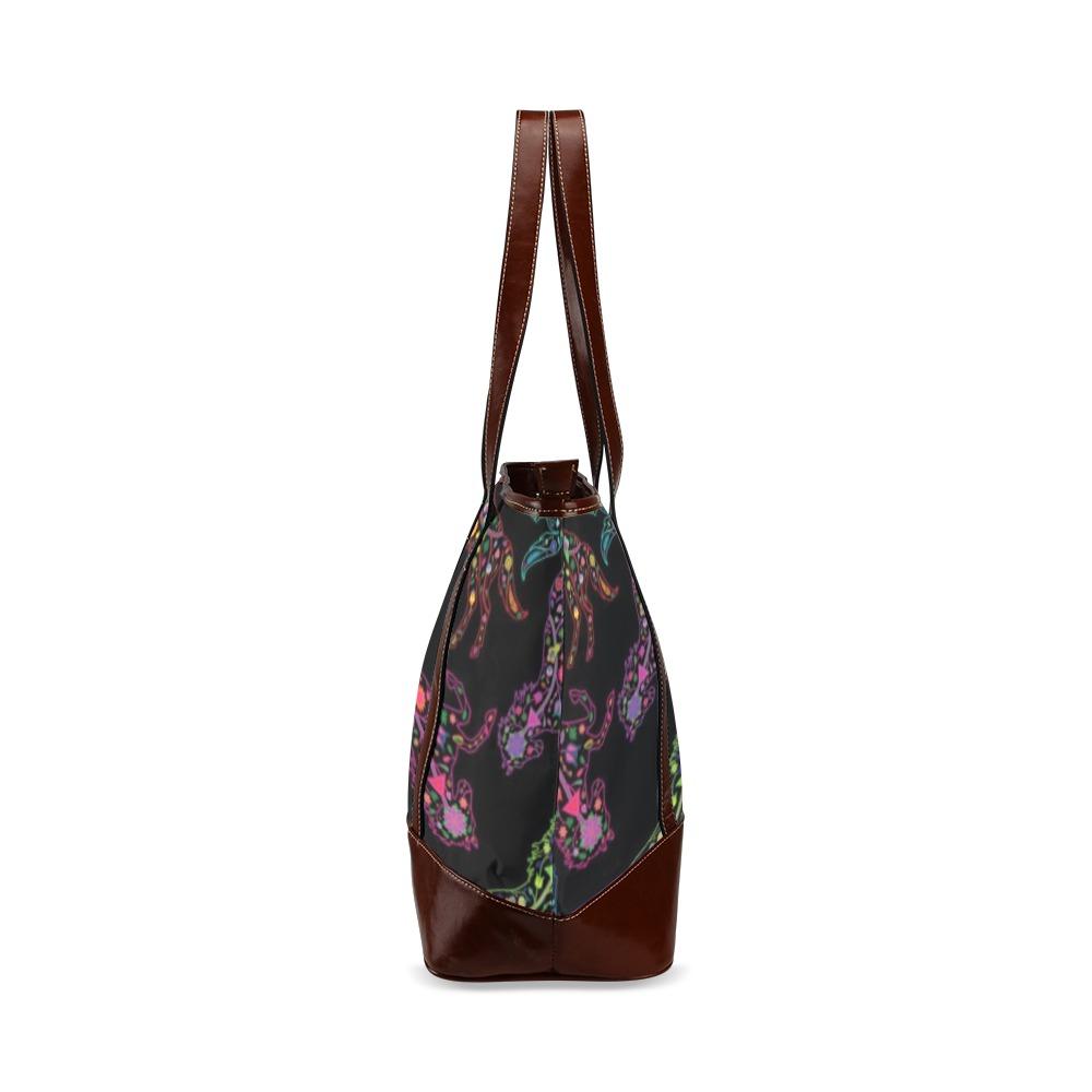 Floral Horse Tote Handbag (Model 1642) handbag e-joyer