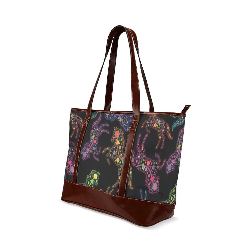 Floral Horse Tote Handbag (Model 1642) handbag e-joyer