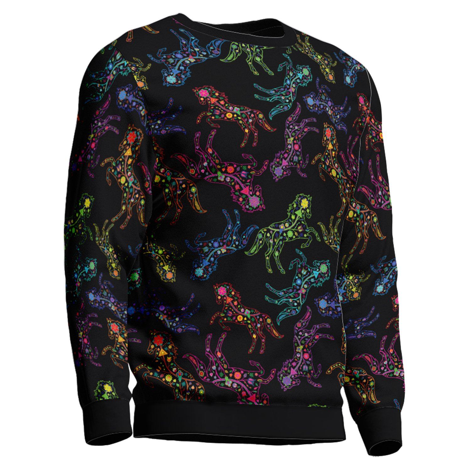 Floral Horse Unisex Crewneck Long Sleeve Top 49 Dzine