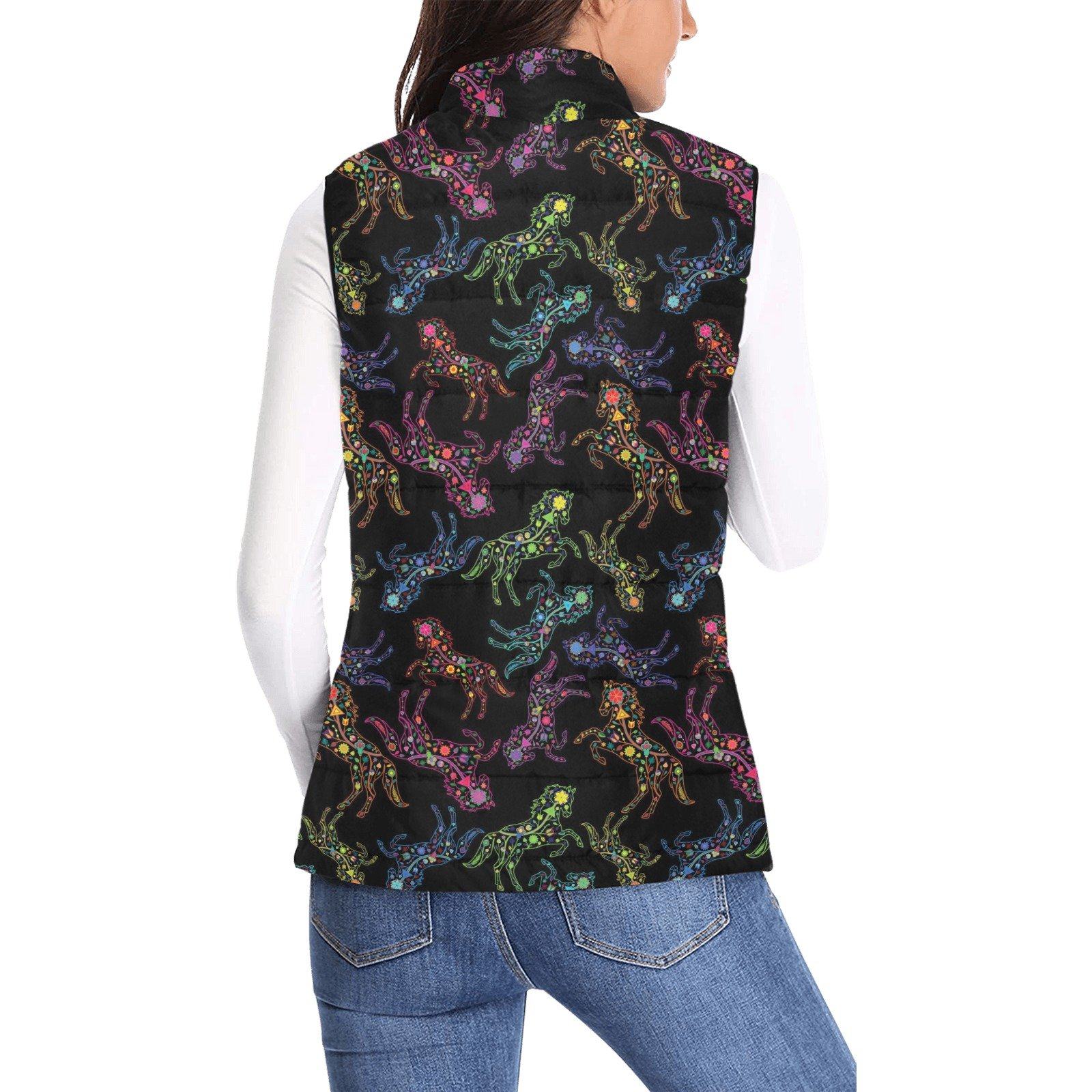 Floral Horse Women's Padded Vest Jacket (Model H44) Women's Padded Vest Jacket (H44) e-joyer