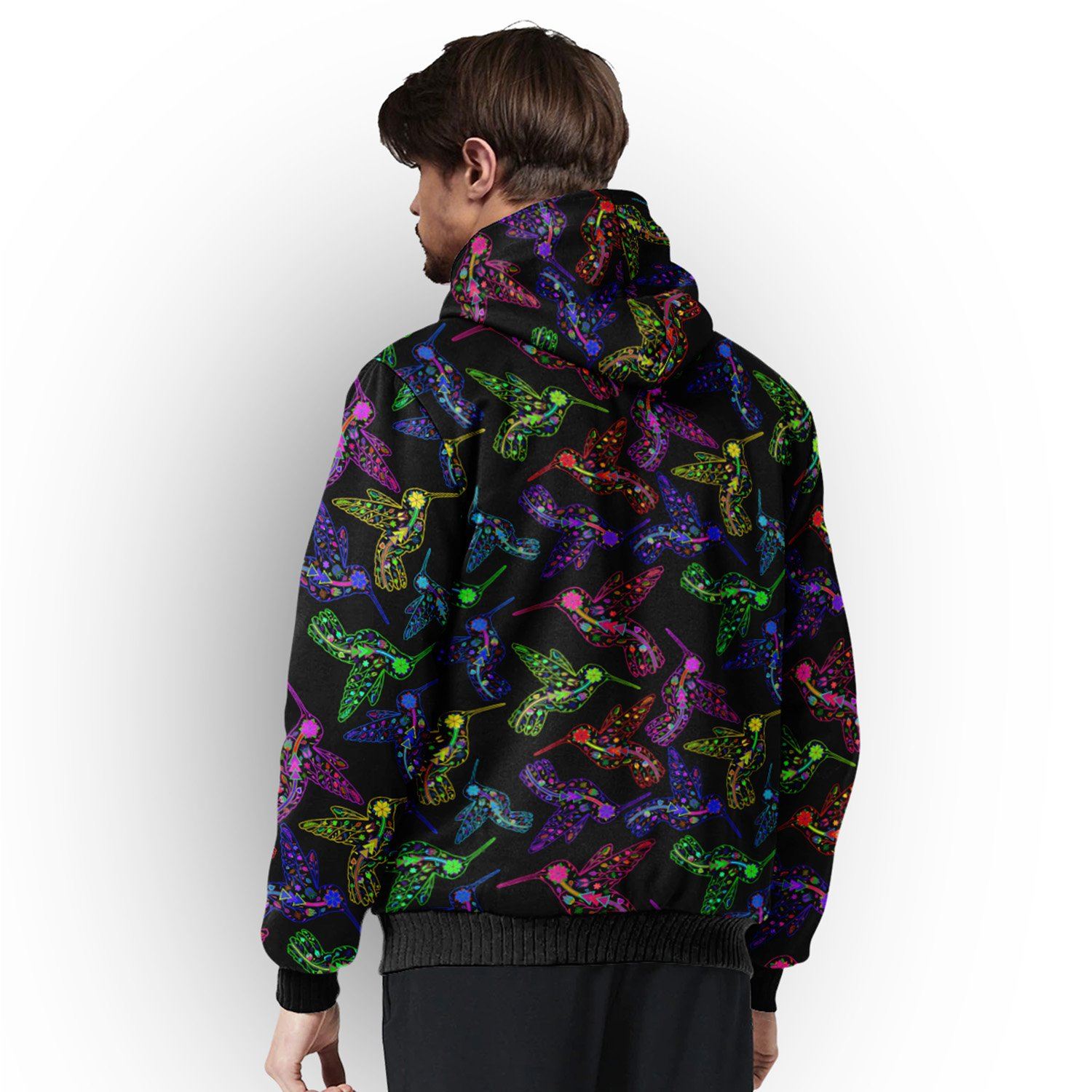 Floral Humming Bird Sherpa Hoodie hoodie Herman