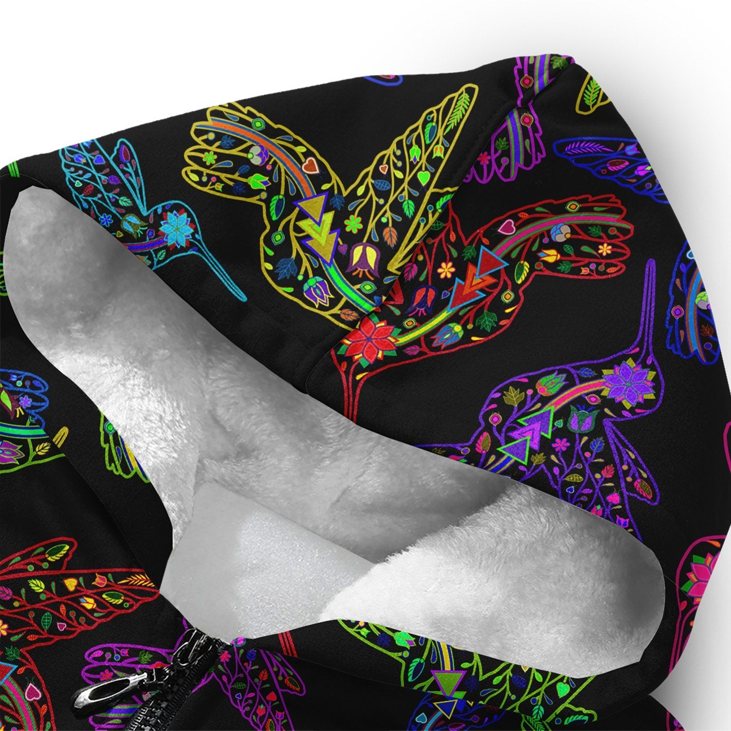 Floral Humming Bird Sherpa Hoodie hoodie Herman