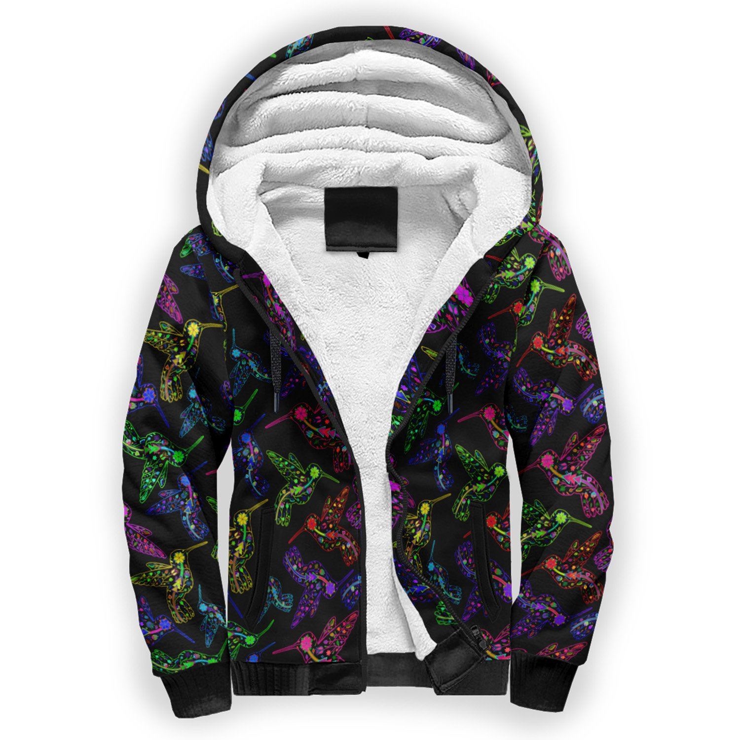 Floral Humming Bird Sherpa Hoodie hoodie Herman