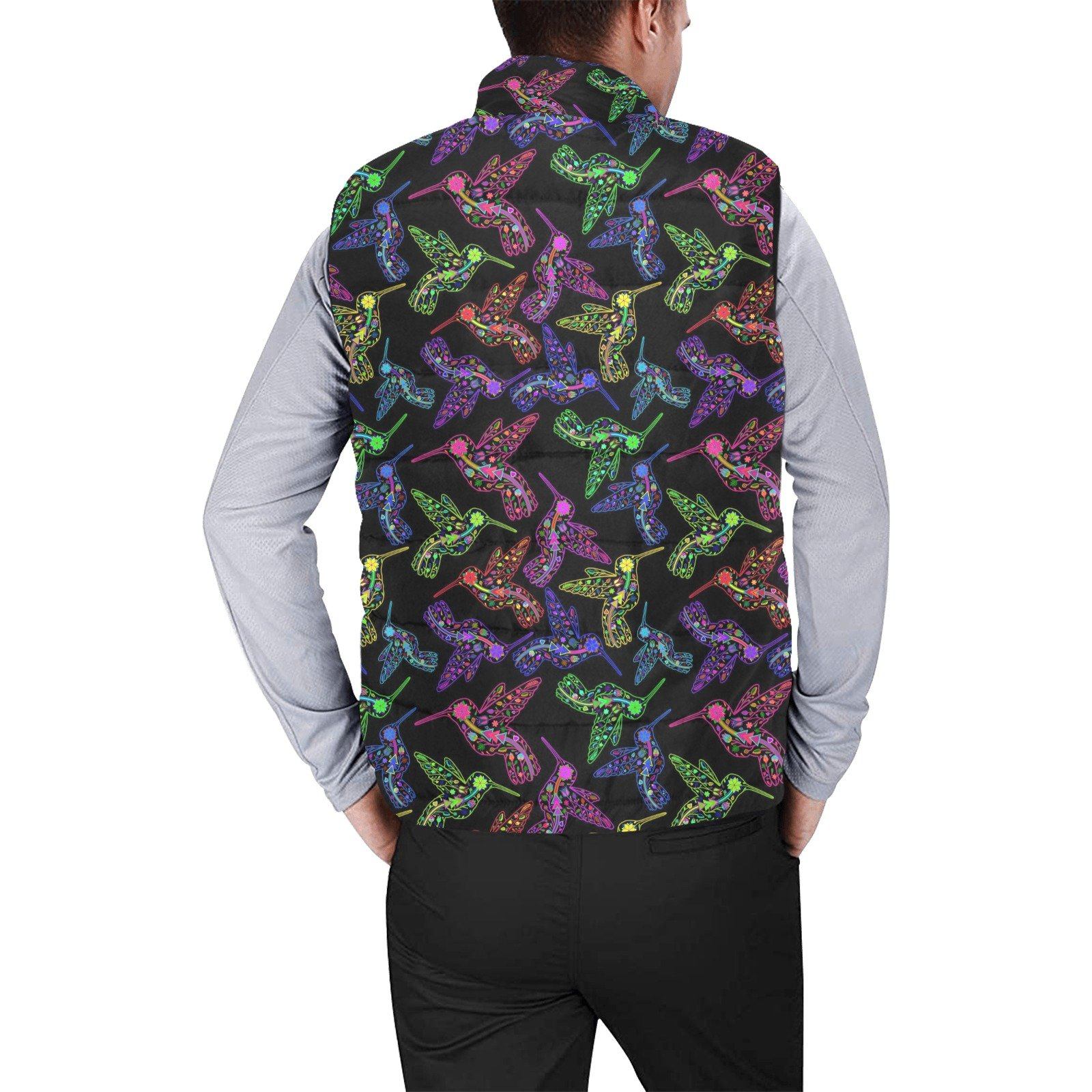 Floral Hummingbird Men's Padded Vest Jacket (Model H44) Men's Padded Vest Jacket (H44) e-joyer