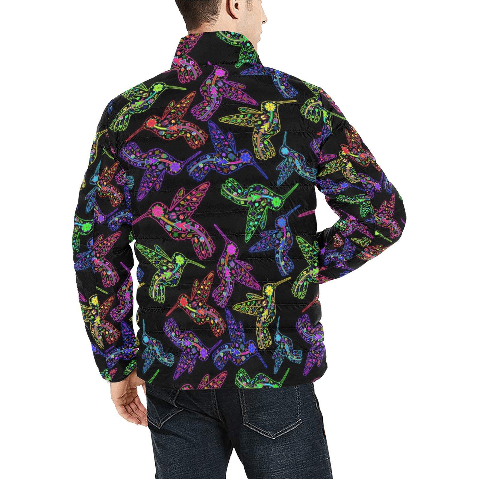 Floral Hummingbird Men's Stand Collar Padded Jacket (Model H41) Men's Stand Collar Padded Jacket (H41) e-joyer