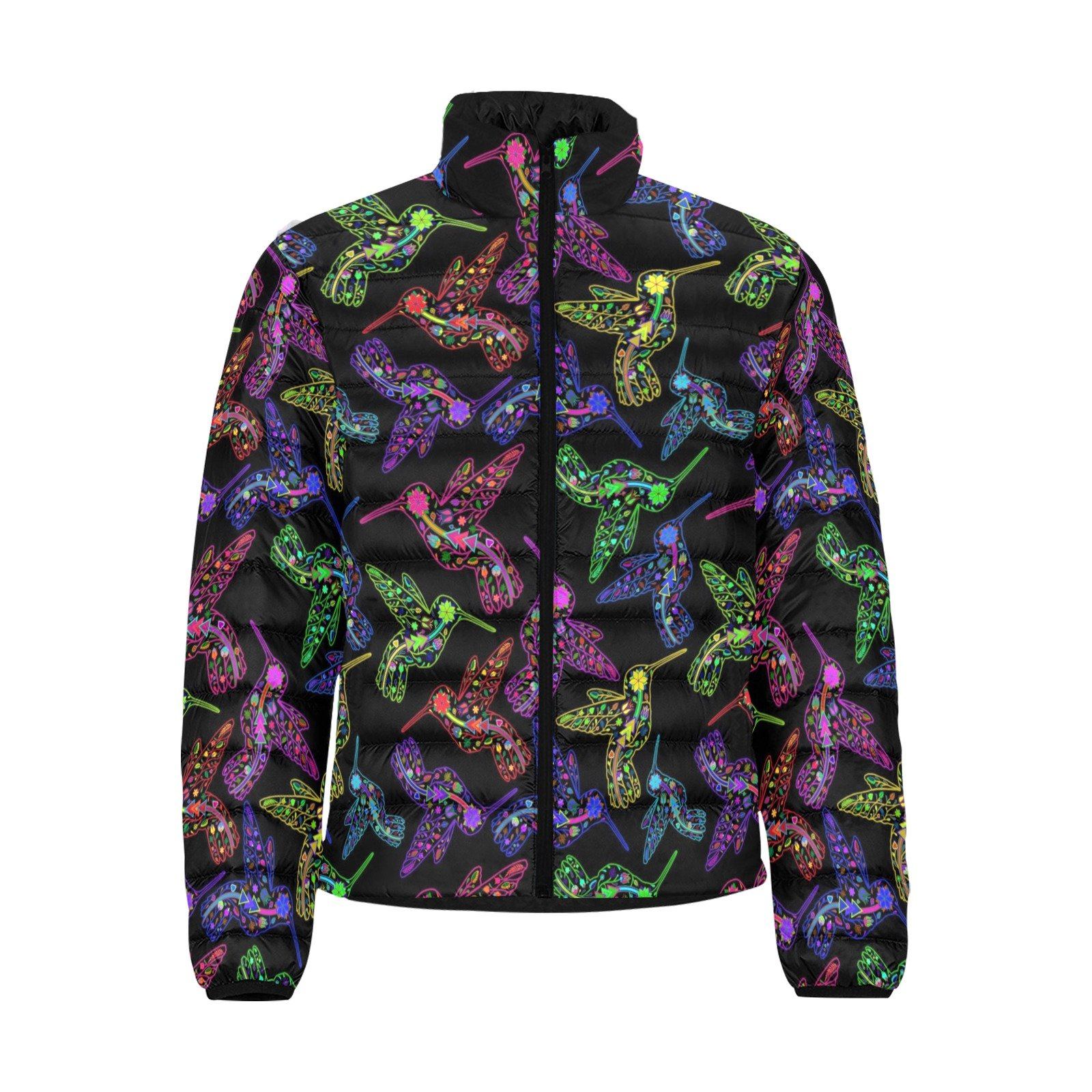 Floral Hummingbird Men's Stand Collar Padded Jacket (Model H41) Men's Stand Collar Padded Jacket (H41) e-joyer