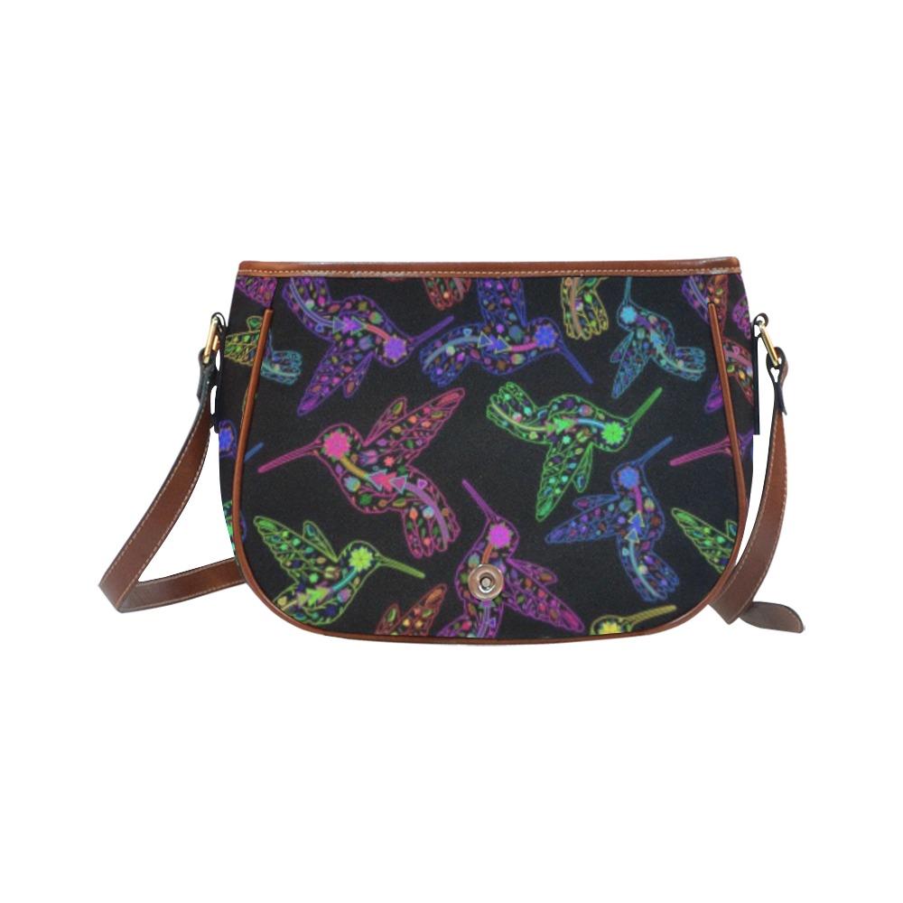 Floral Hummingbird Saddle Bag/Small (Model 1649) Full Customization bag e-joyer