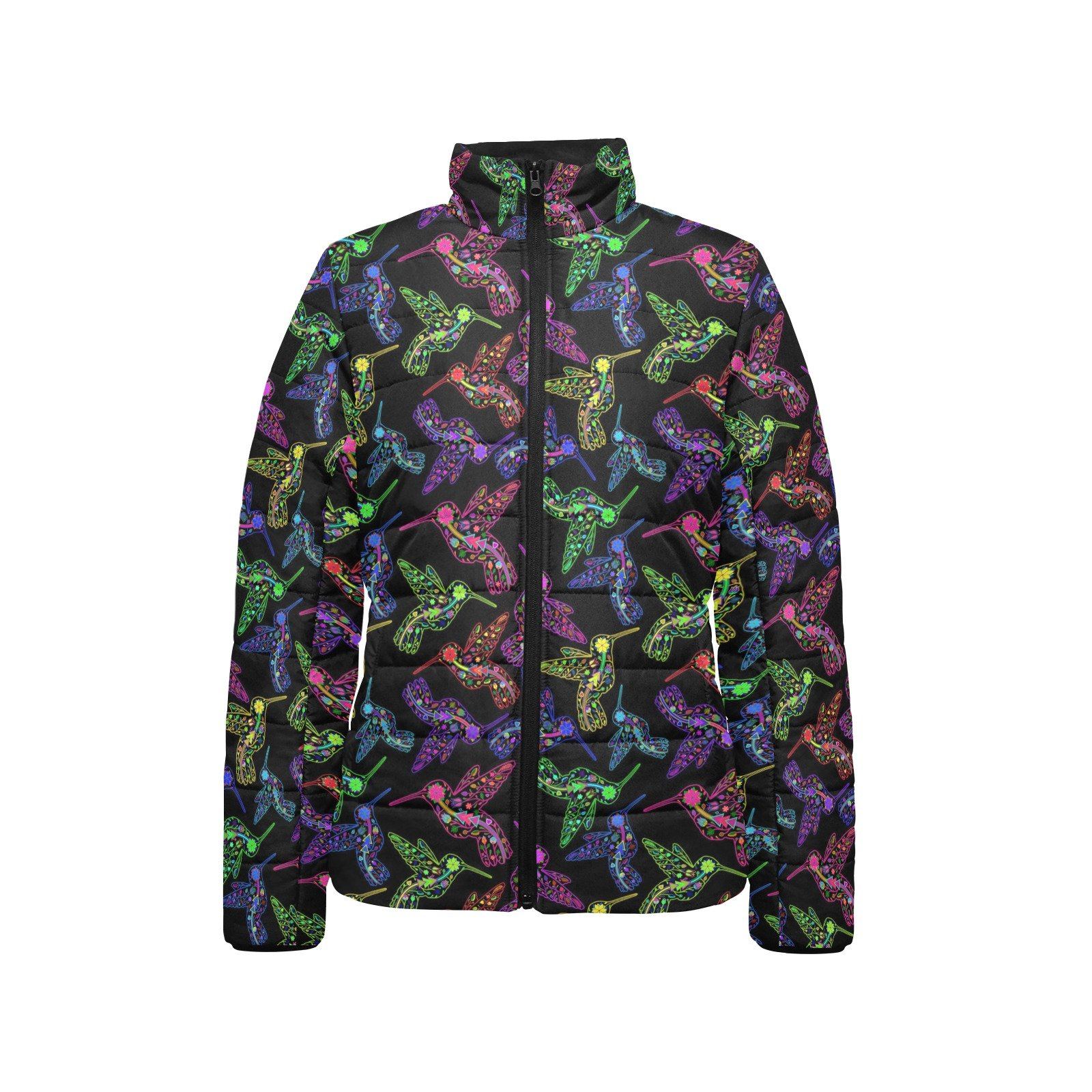 Floral Hummingbird Women's Stand Collar Padded Jacket (Model H41) jacket e-joyer