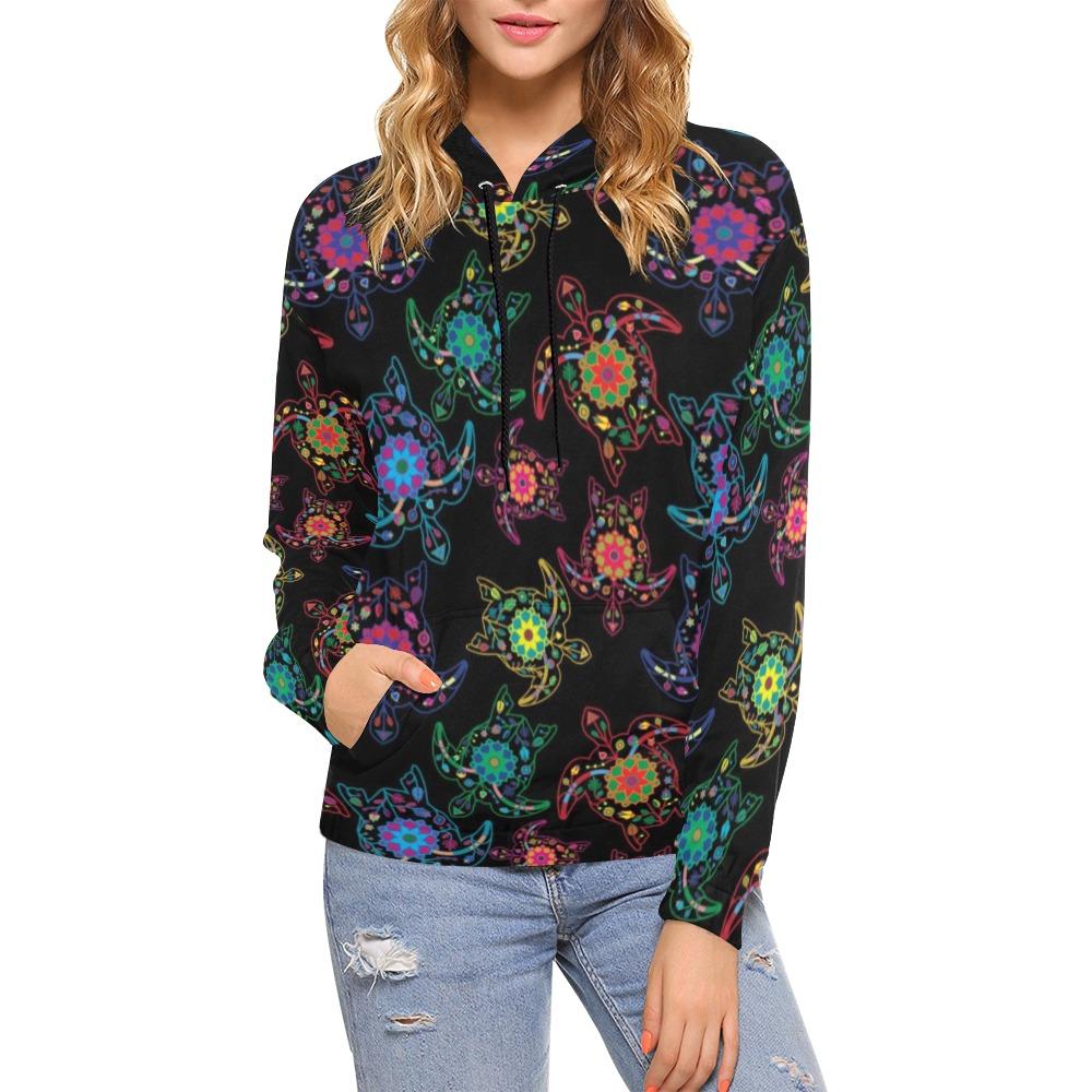 Floral Turtle All Over Print Hoodie for Women (USA Size) (Model H13) All Over Print Hoodie for Women (H13) e-joyer