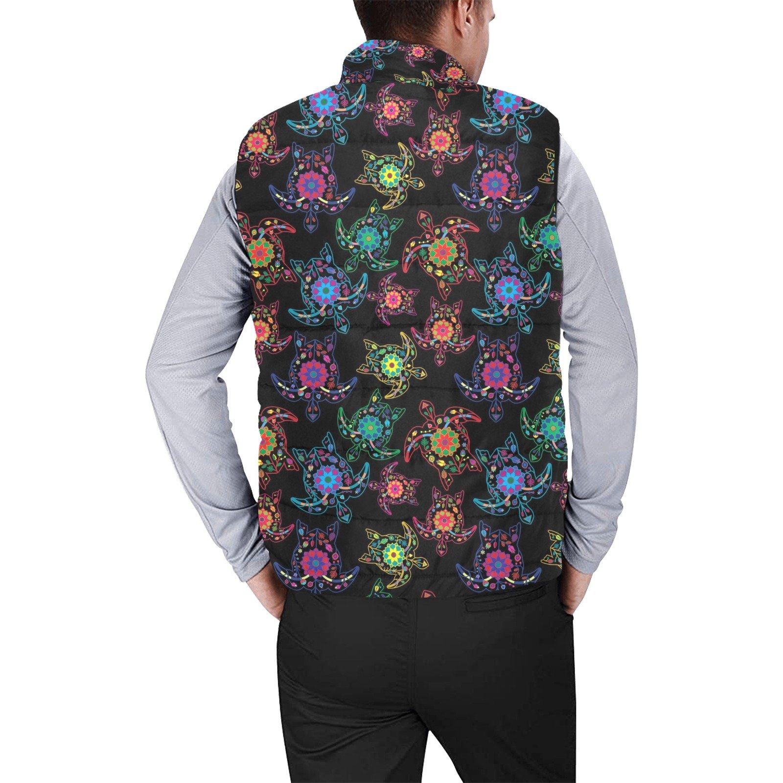 Floral Turtle Men's Padded Vest Jacket (Model H44) Men's Padded Vest Jacket (H44) e-joyer