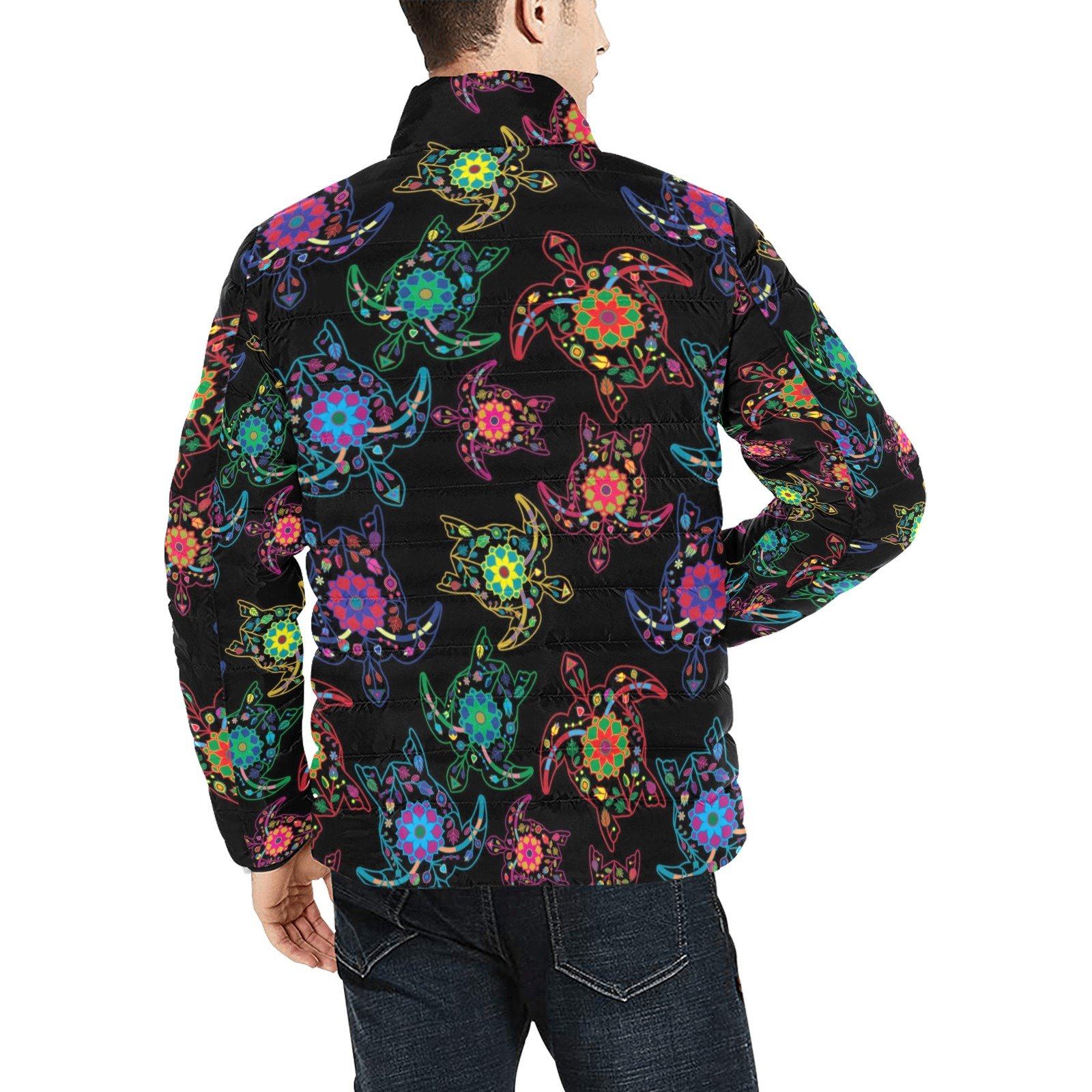 Floral Turtle Men's Stand Collar Padded Jacket (Model H41) Men's Stand Collar Padded Jacket (H41) e-joyer
