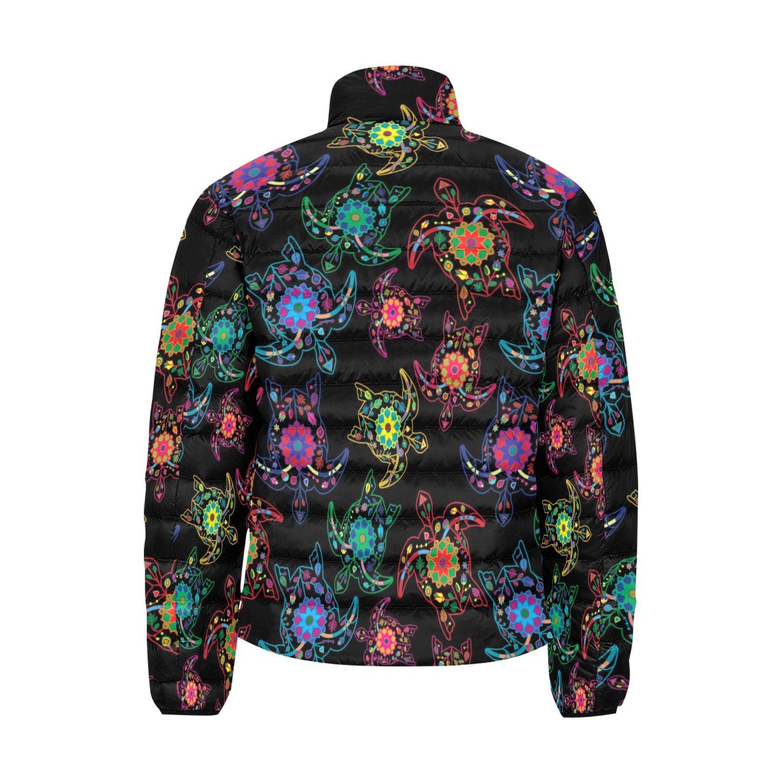 Floral Turtle Men's Stand Collar Padded Jacket (Model H41) Men's Stand Collar Padded Jacket (H41) e-joyer