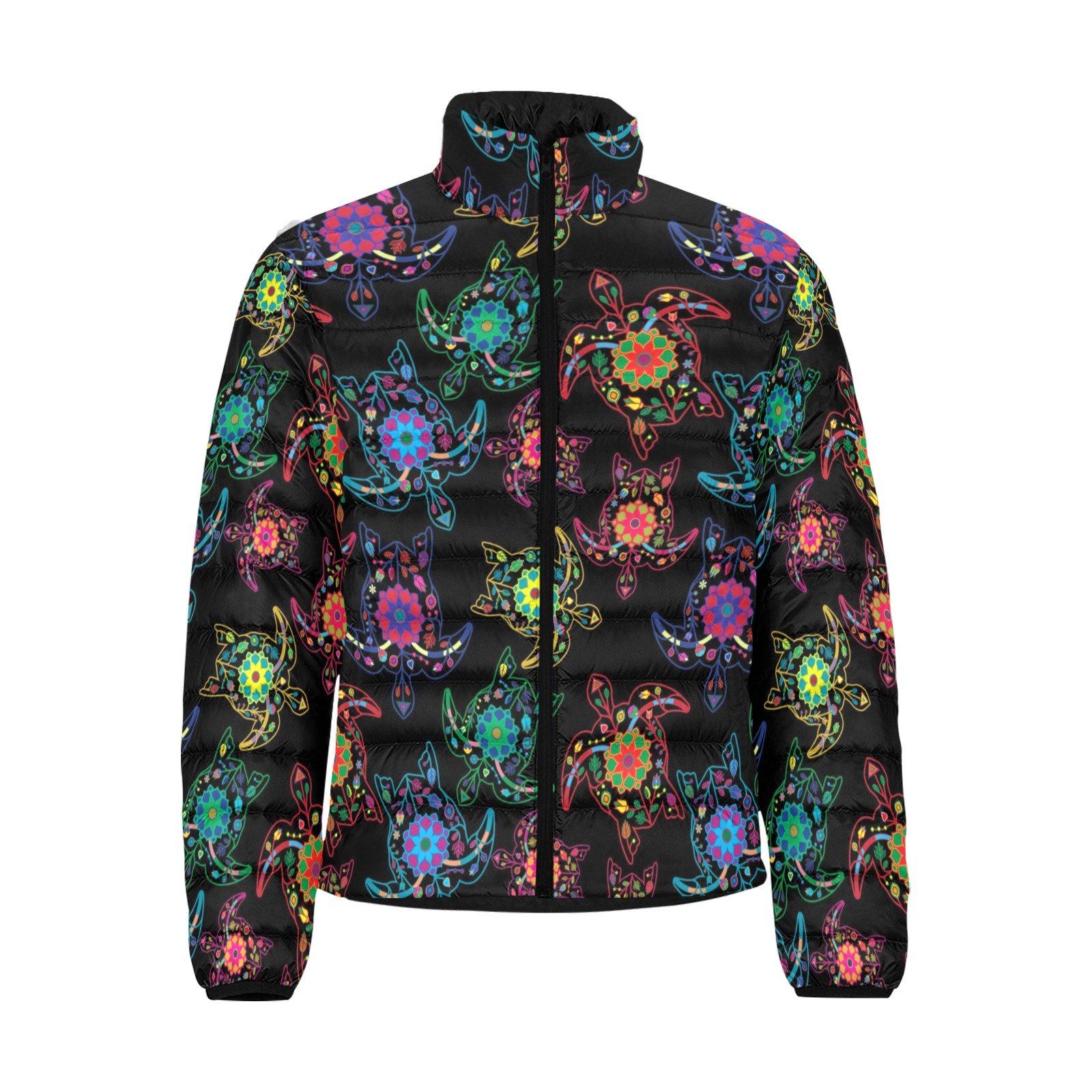 Floral Turtle Men's Stand Collar Padded Jacket (Model H41) Men's Stand Collar Padded Jacket (H41) e-joyer