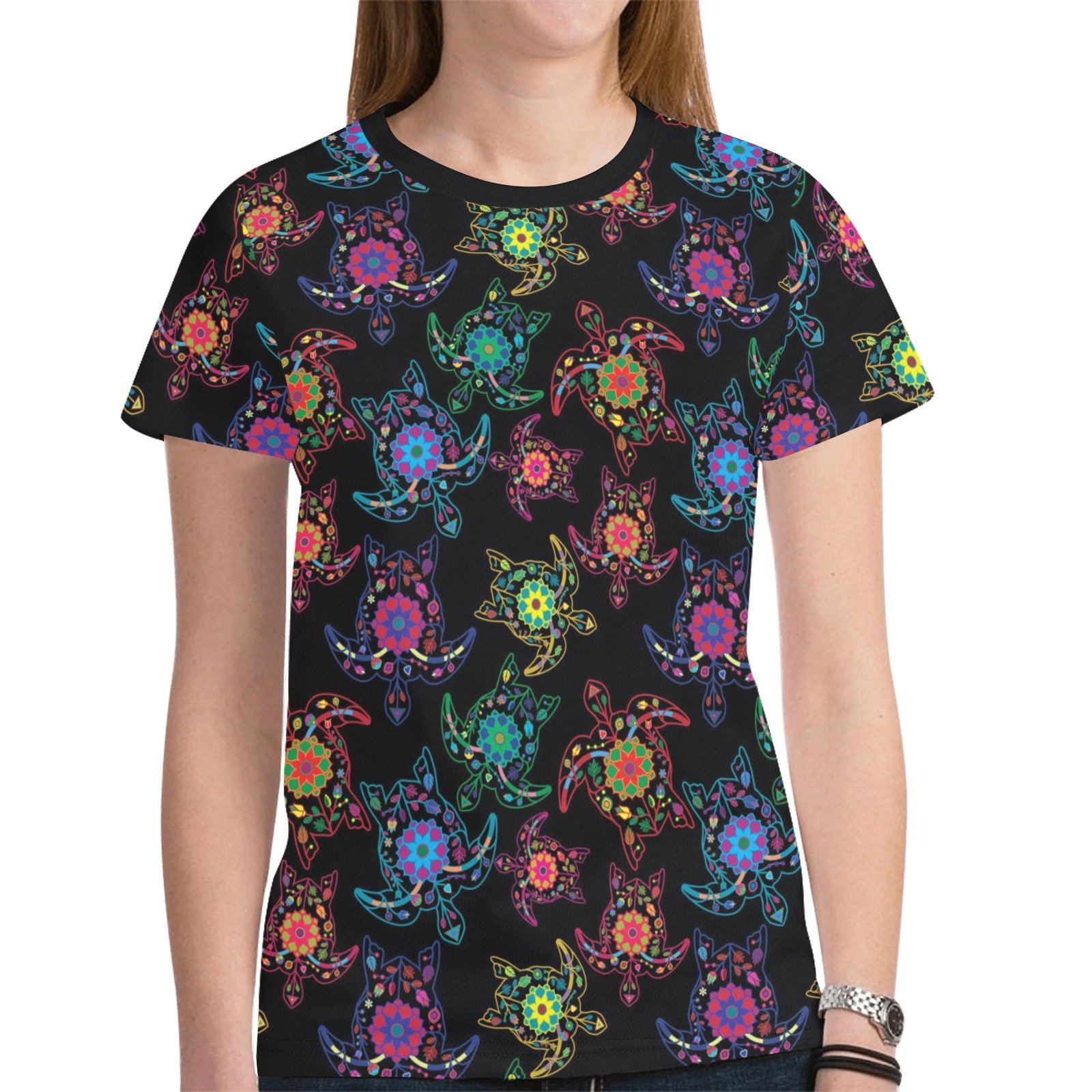 Floral Turtle New All Over Print T-shirt for Women (Model T45) tshirt e-joyer
