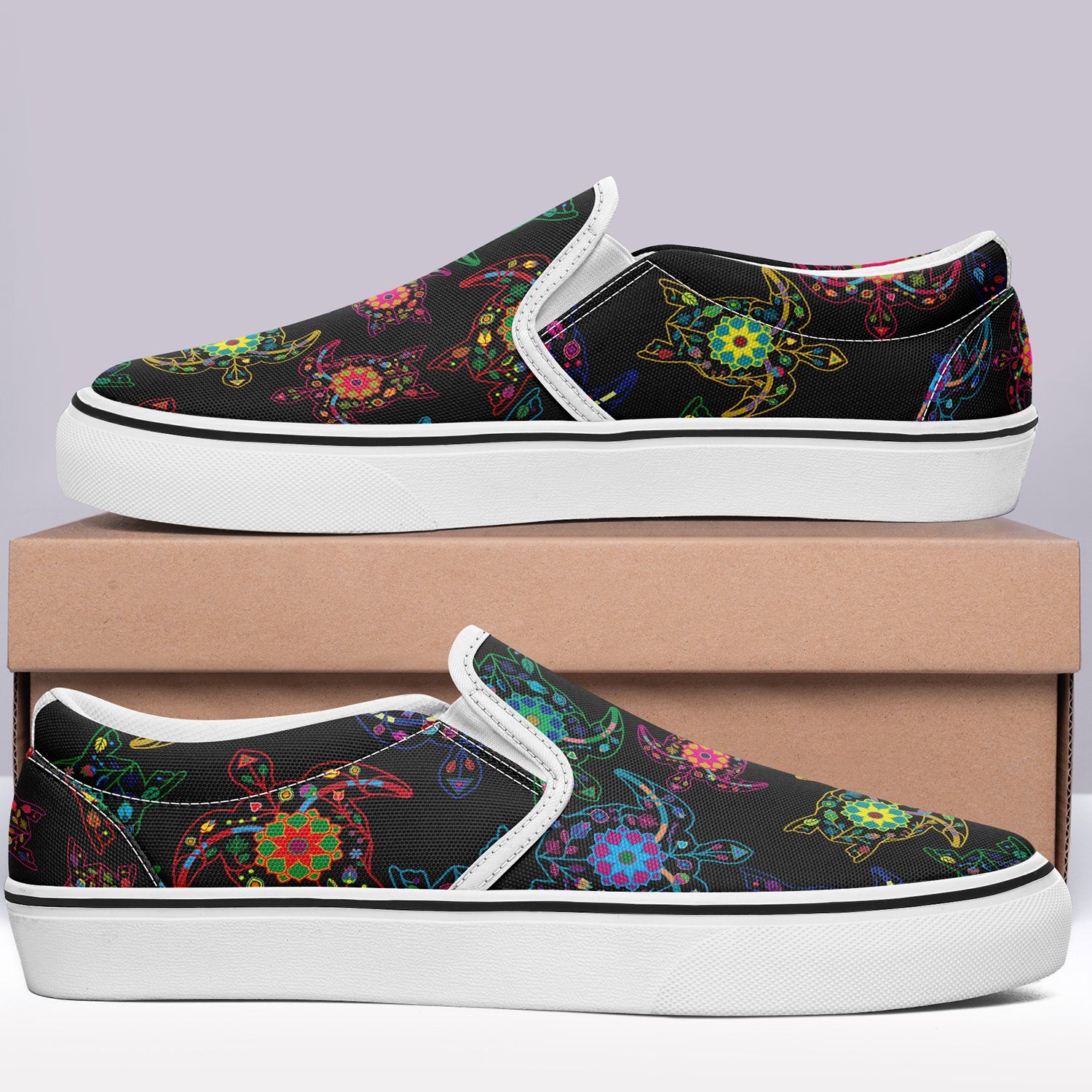 Floral Turtle Otoyimm Canvas Slip On Shoes otoyimm Herman