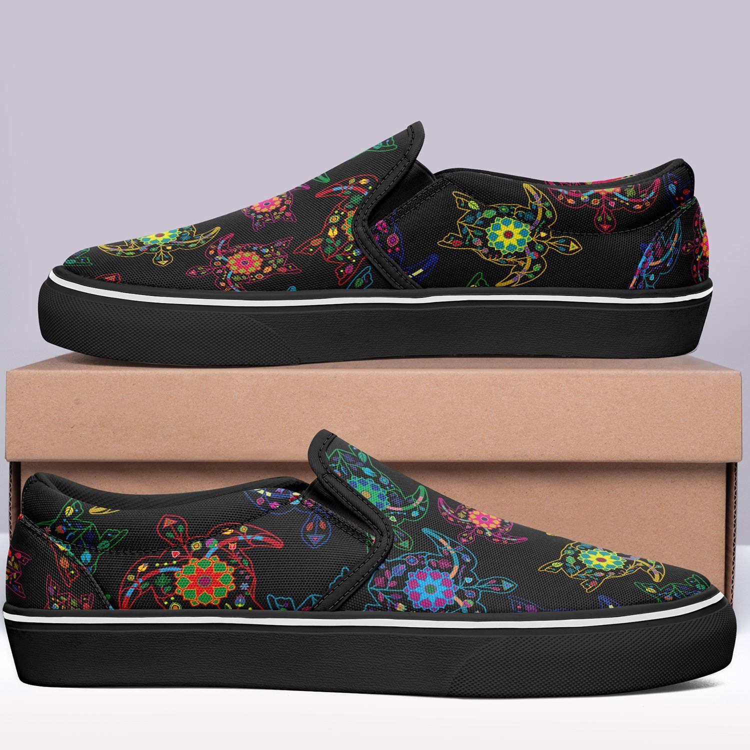 Floral Turtle Otoyimm Canvas Slip On Shoes otoyimm Herman