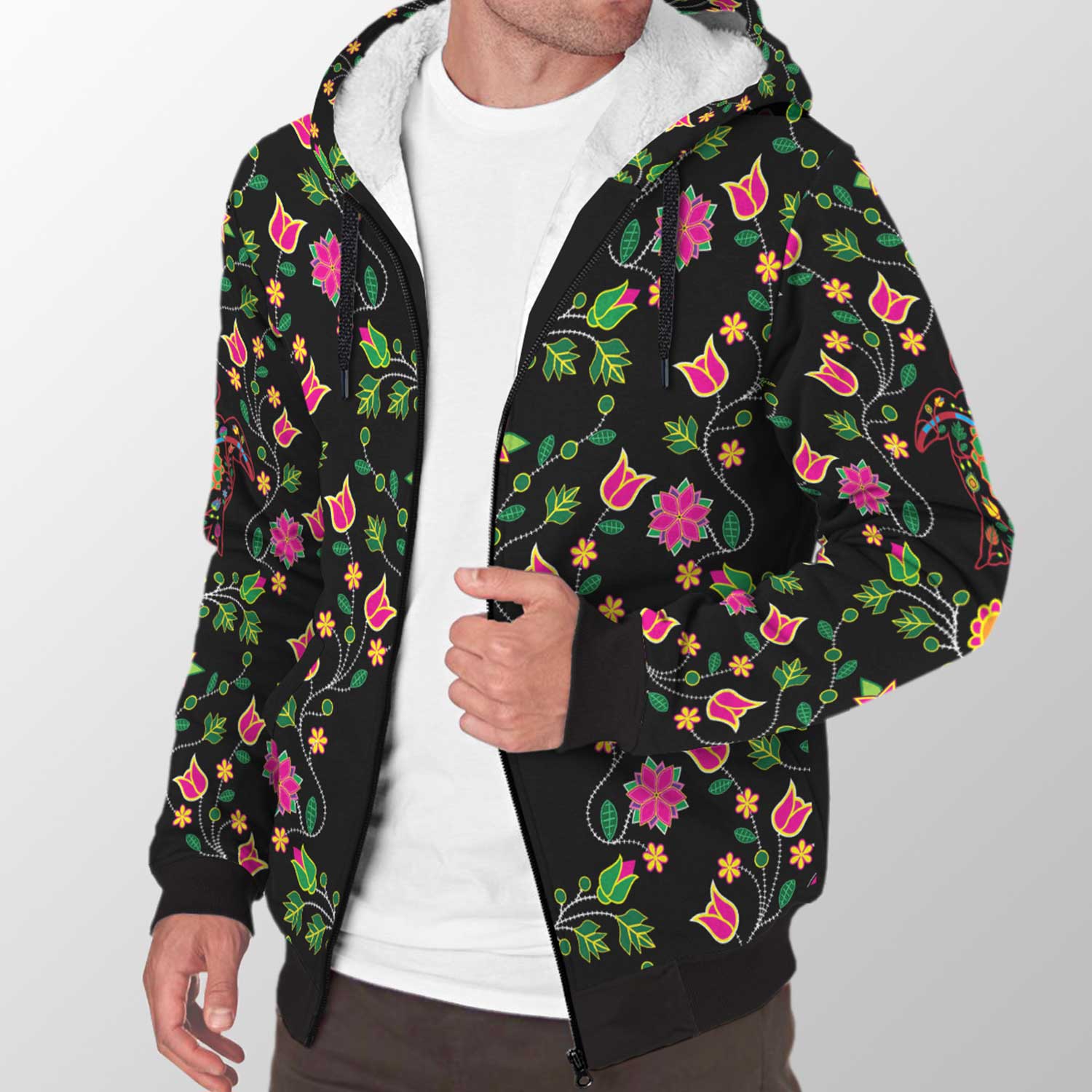 Floral Turtle Sherpa Hoodie 49 Dzine