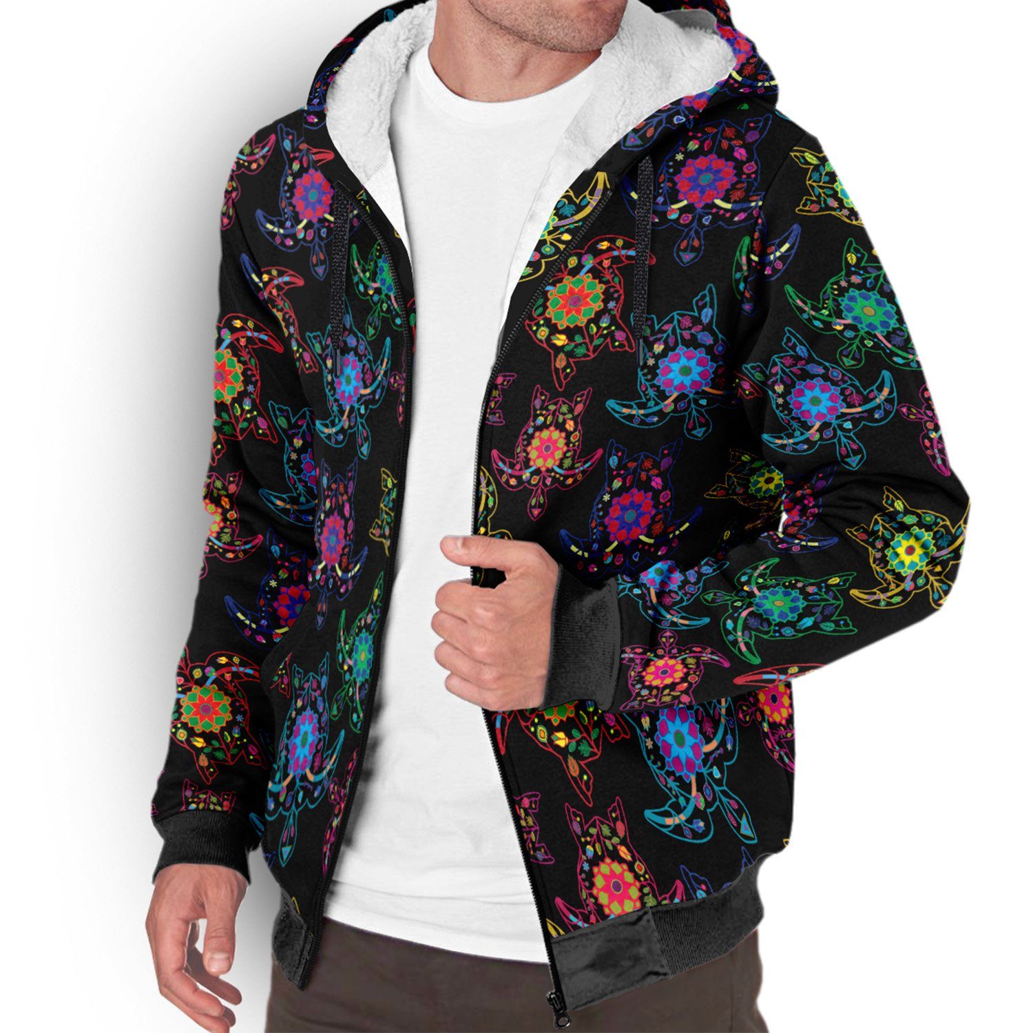 Floral Turtle Sherpa Hoodie hoodie Herman