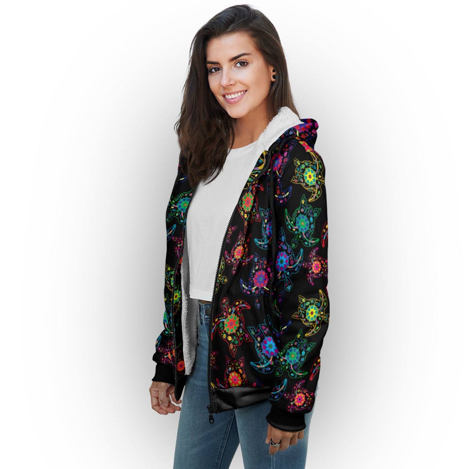 Floral Turtle Sherpa Hoodie hoodie Herman