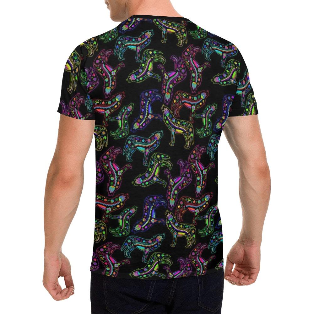 Floral Wolf All Over Print T-Shirt for Men (USA Size) (Model T40) All Over Print T-Shirt for Men (T40) e-joyer