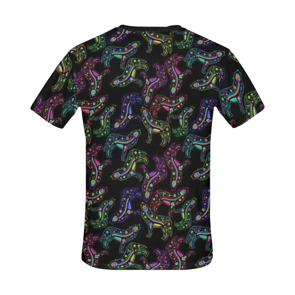 Floral Wolf All Over Print T-Shirt for Men (USA Size) (Model T40) All Over Print T-Shirt for Men (T40) e-joyer